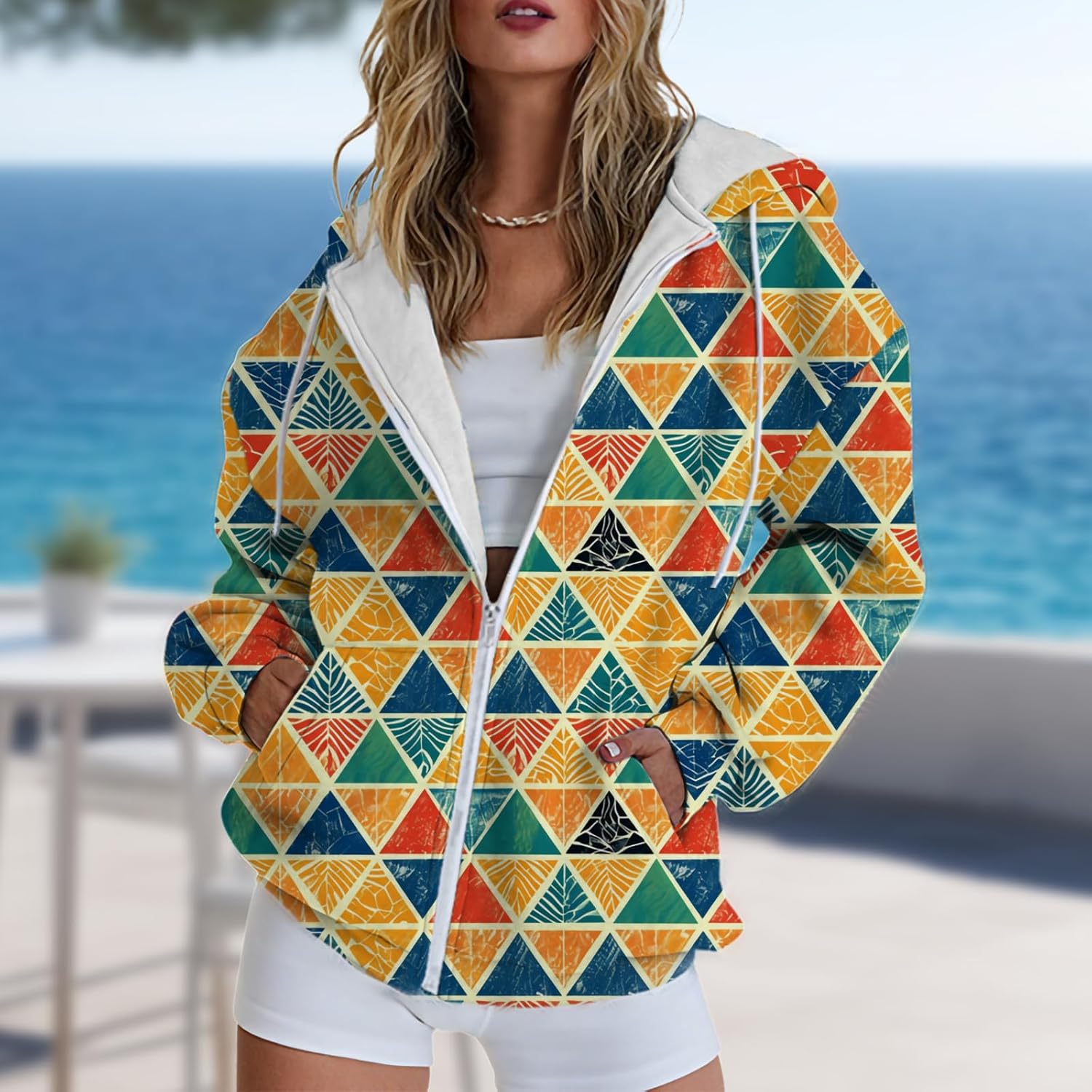 MARSVOVO Oversized Sweatshirts for Women 2025 Zip Up Graphic Print Loose Casual Jacket Trendy Outfits Tops with Pockets - Image 2