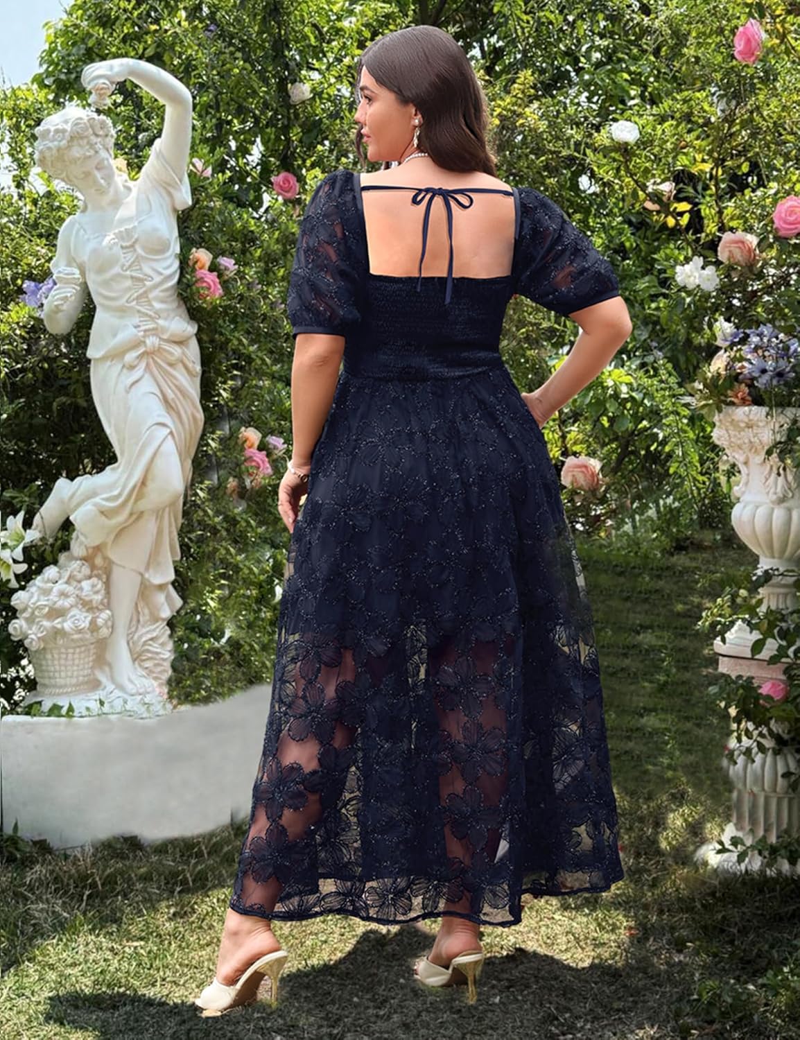 Women's Cocktail Formal Guest Dresse 3D Lace Sweetheart Neckline A Line Maxi Dresses - Image 4