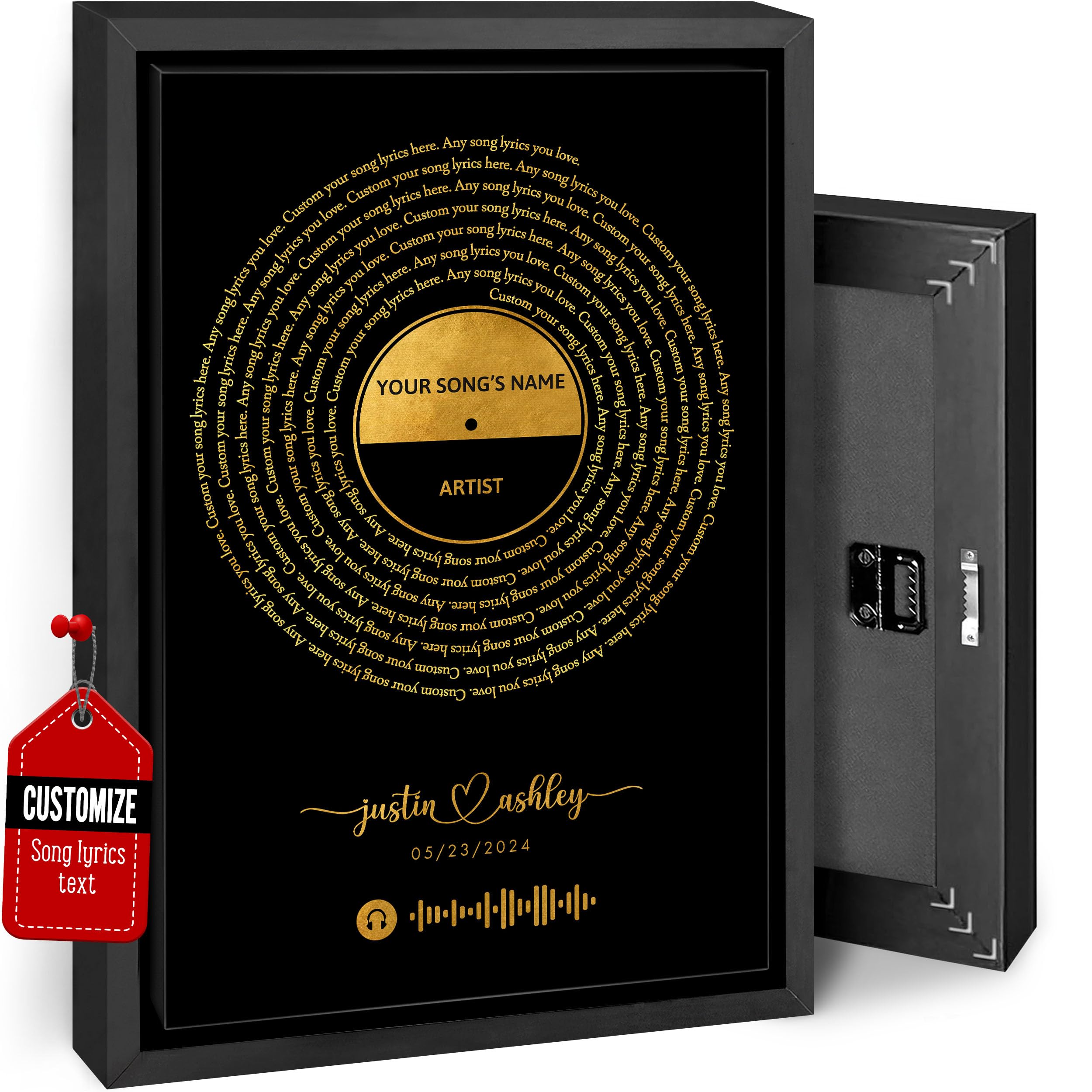 Personalized Song Lyrics Framed Canvas, Ideal Anniversary Presents for Him or Her, Gifts for Dad Mom Men Women Christmas Mother Day Father Day, Stylish Home Decor Wall Art Print