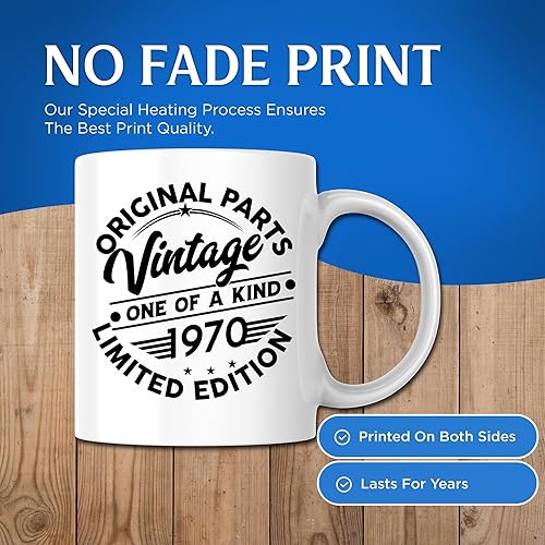 Miniatura 5 de 1970 Original Parts Taza de café  Año de nacimiento 1970  Taza de café Nacido en 1970  Taza de café de cumpleaños  Taza de café de 11 onzas