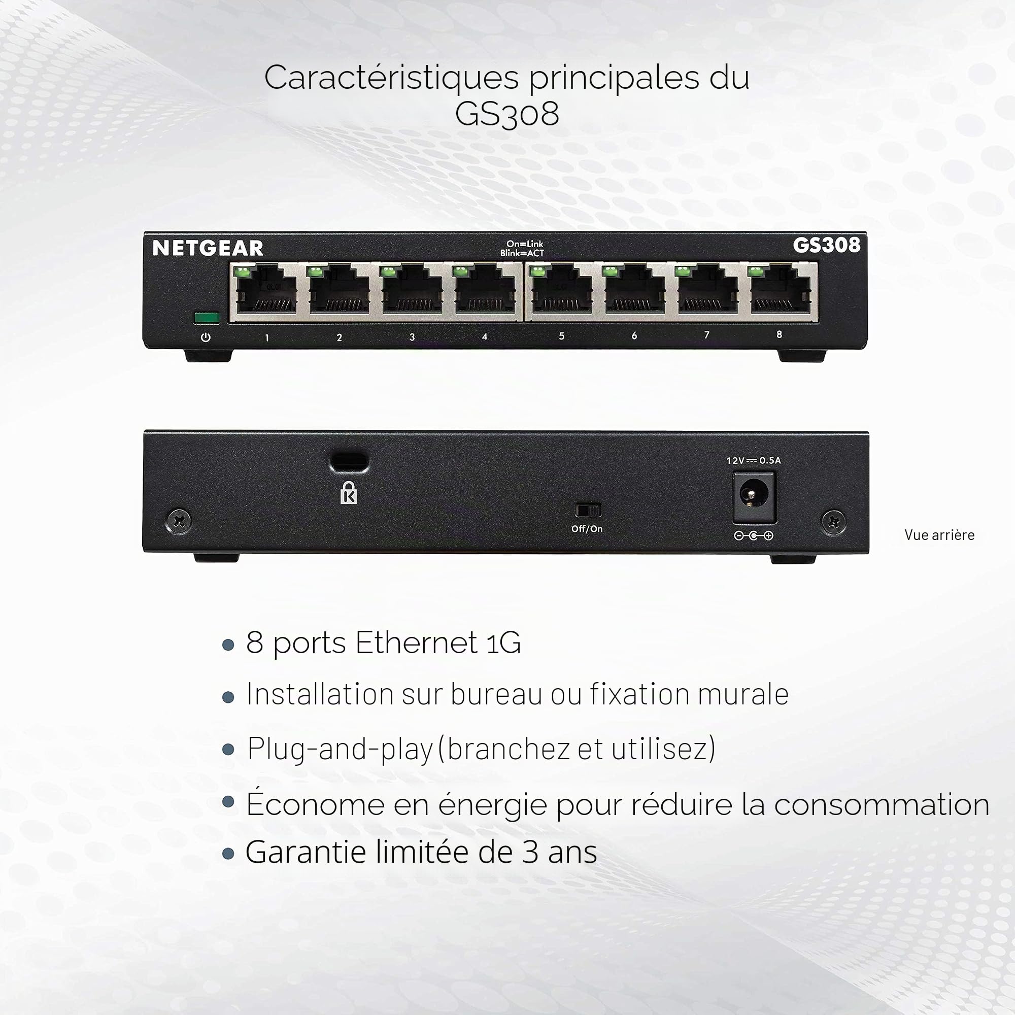 Netgear GS205 Commutateur Ethernet Non géré. 8 Port | Metal Case