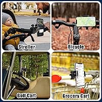 Vista 7 de ONEDONE Soporte universal para teléfono para cochecito, carrito de golf, carritos de compras, scooter, soporte para teléfono celular, usos