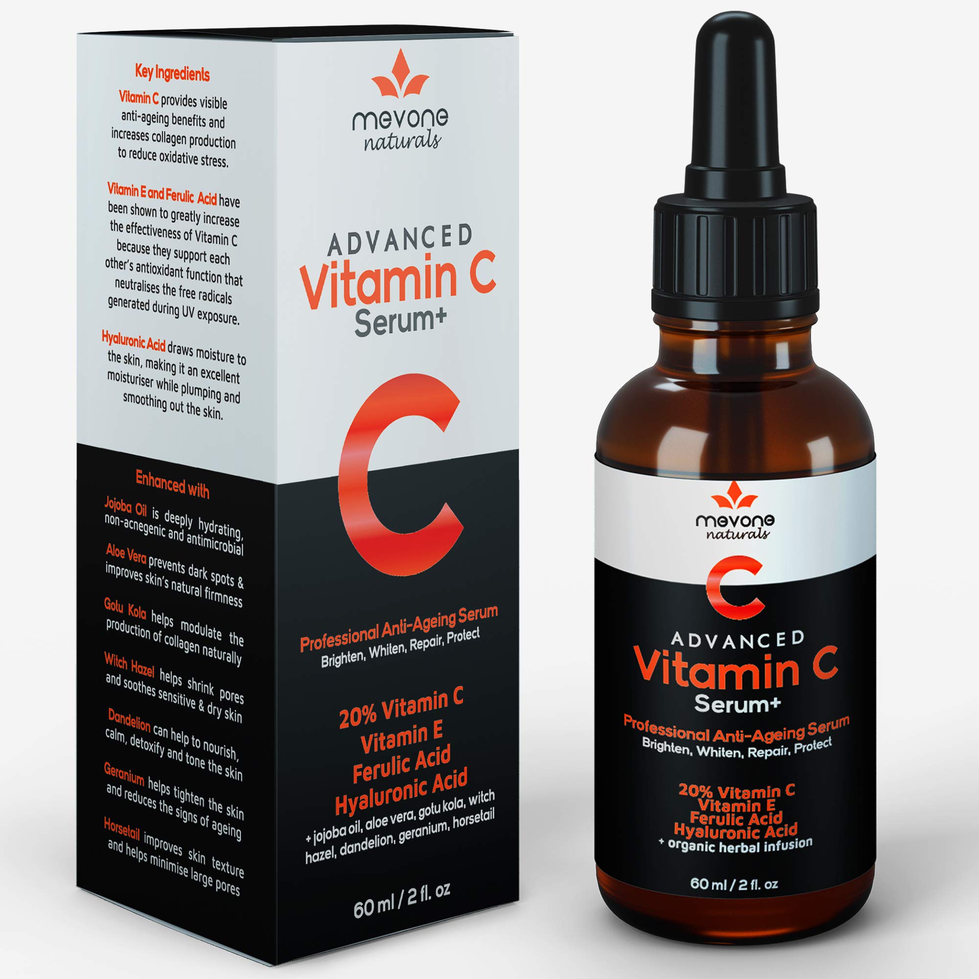 Hyaluronic Acid Serum Face Skin Care, with Vitamin C & E, Aloe, Witch Hazel, Jojoba Oil, Green Tea F