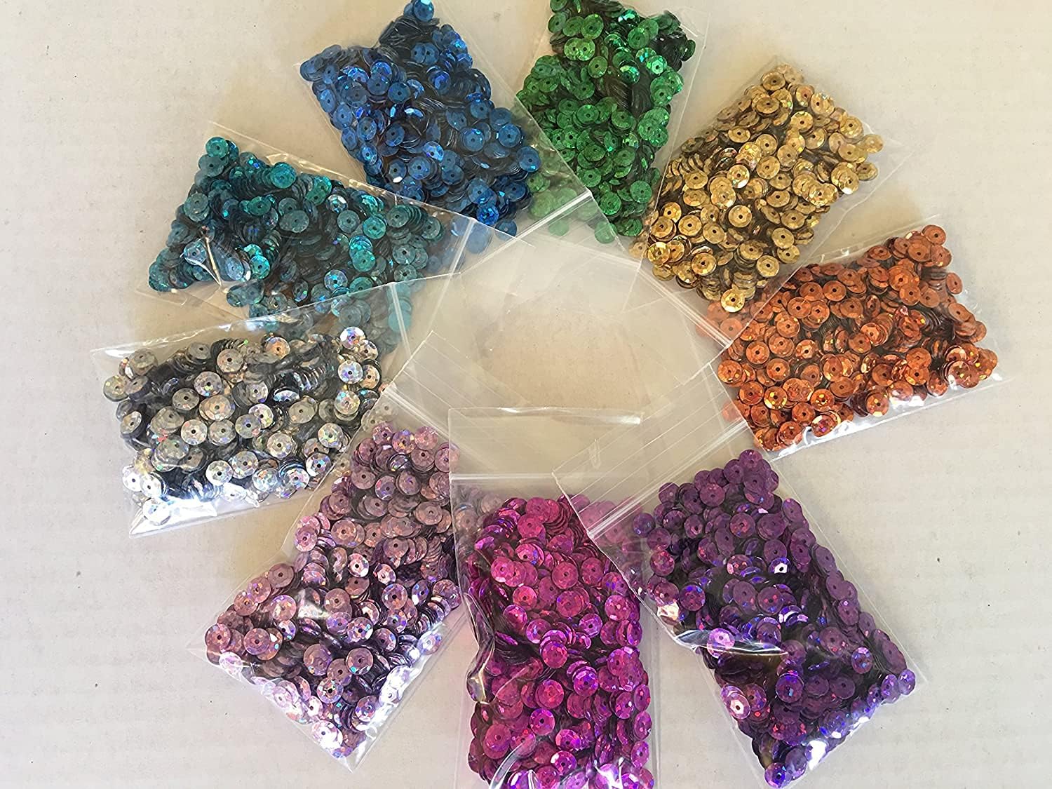 Large Sequins 10mm 1000/Pkg (Gold- Crazy Dots Finish) image 4