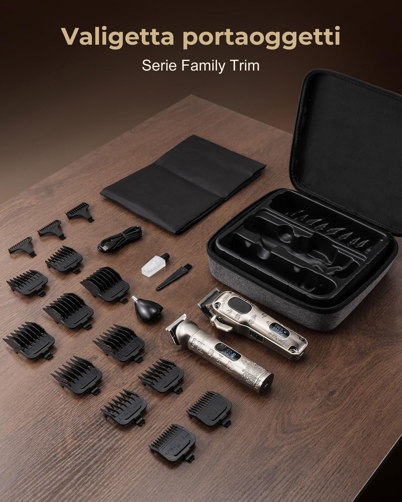 VGRPRO Professioneller Haarschneider und Trimmer für Herren im Bundle mit Ersatzklingenset, 7000 U/min Barber Grooming Kit für Haarschnitte, Barttrimmen, Zuhause und Salon