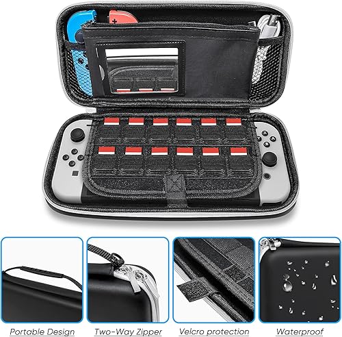 Vista 3 de FYOUNG Accessories Bundle Compatible with Switch OLED, Carrying Case with Shoulder Strap for Switch OLED and Tempered Glass Screen Protector