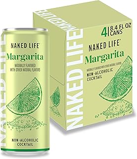 Naked Life Non-Alcoholic Drinks, Margarita - Low Calorie Alcohol-Free Spirits with Zero Sugar - 8.4 Fl Oz Cans, Pack Of 4