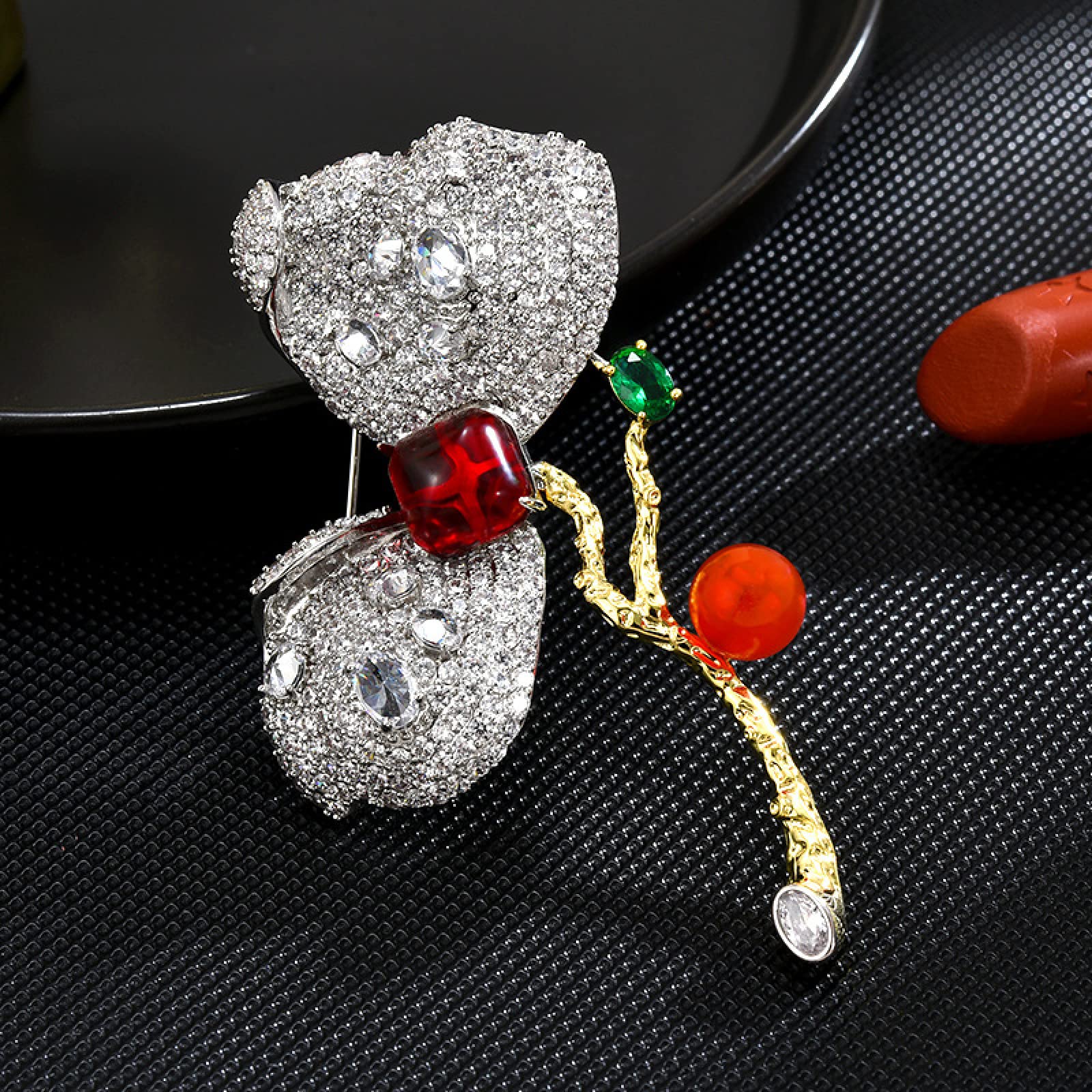 Brosche Damen zweifarbige Blumenbrosche Zirkonia Imitation Onyx Corsage Damen atmosphärische Anstecknadel