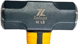 Zeluga 25-350 36in. 10 Lbs Pro Sledge and Club Hammer with 5G Fiberglass Handle, Drilling/Crack Hammer with Forged Steel Construction, Shock-resistant