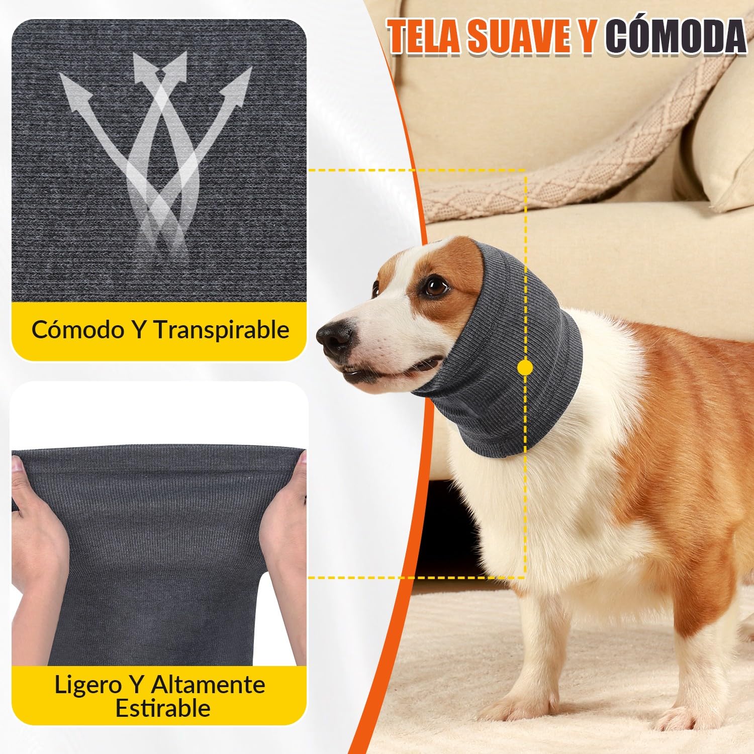 SlowTon Conjunto de 2 Unidades de Orejeras Calmantes y Capucha para Perros