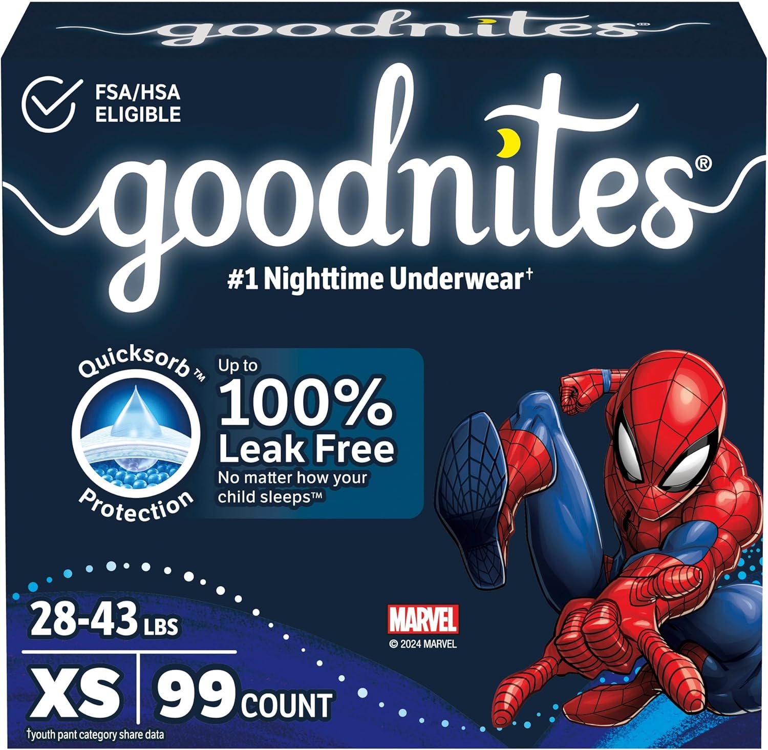 Goodnites Nighttime Bedwetting Underwear, Boys' XS (28-43 lb.), 99 Ct (3 Packs of 33), Packaging May Vary X-Small 99