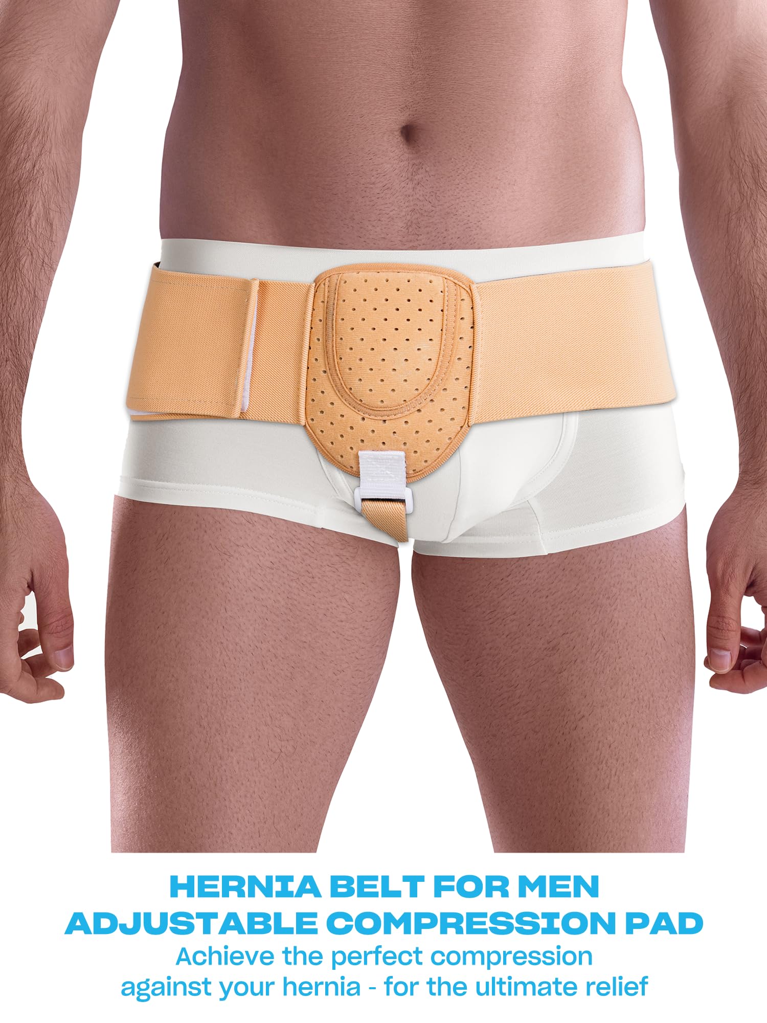 Inguinal Hernia Belt for Men and Women – Removable Pads for Left or Right Side Support, Adjustable Waist Strap, Comfortable for Pre or Post Surgery, Great for Home or Daily Use