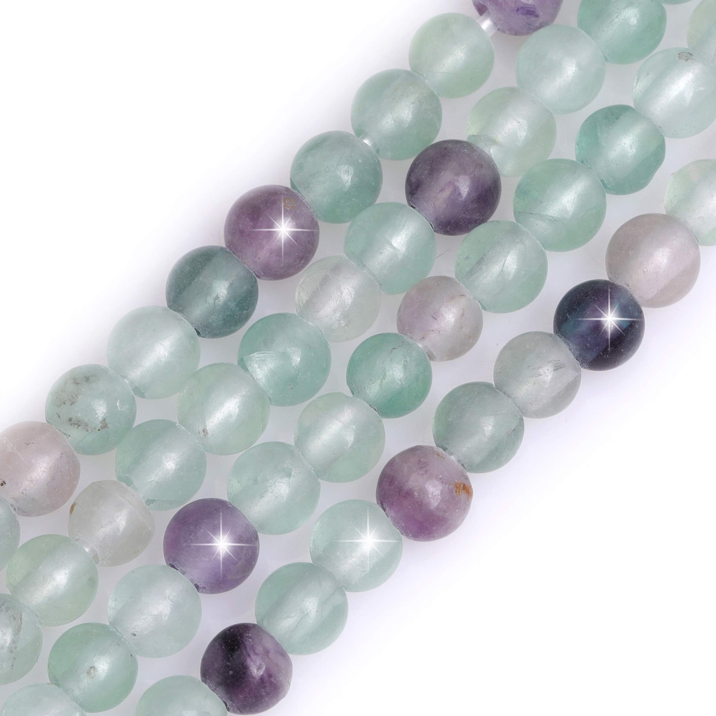 Natural Fluorite Quartz Crystal Gemstone Semi Precious Round 6mm Loose Beads for Jewellery Making DIY Bracelet Necklace Crafts 15''