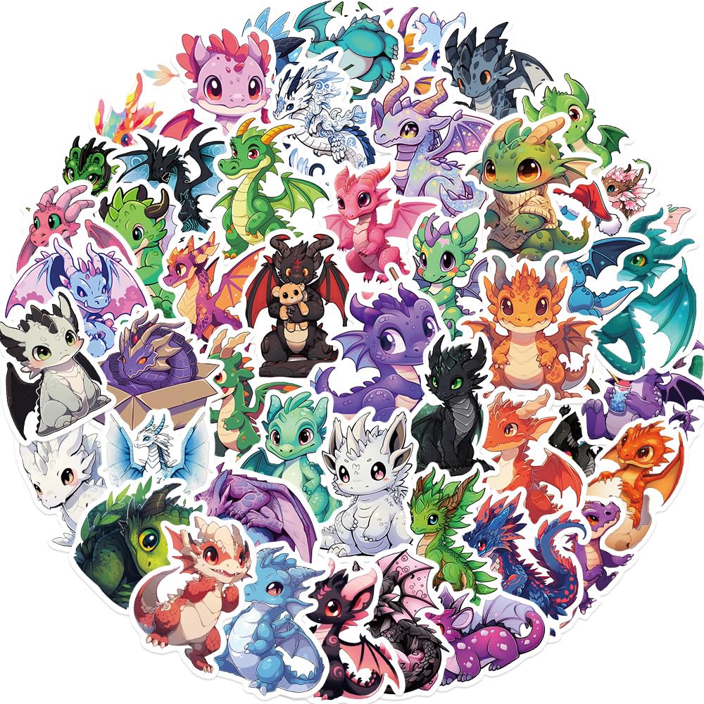 Norinoya 50PCS European Dragon Stickers for Scrapbooking, Birthday Gift, Party Supply
