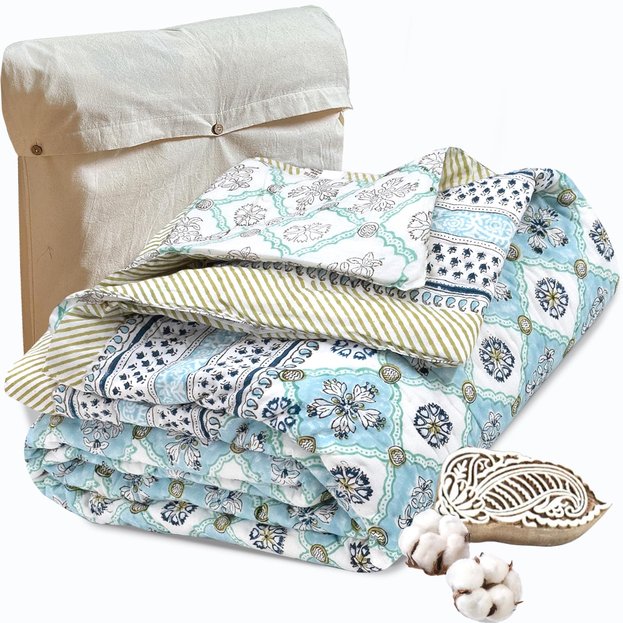 Jaipuri Quilt - Handcrafted Indian Comfort -23