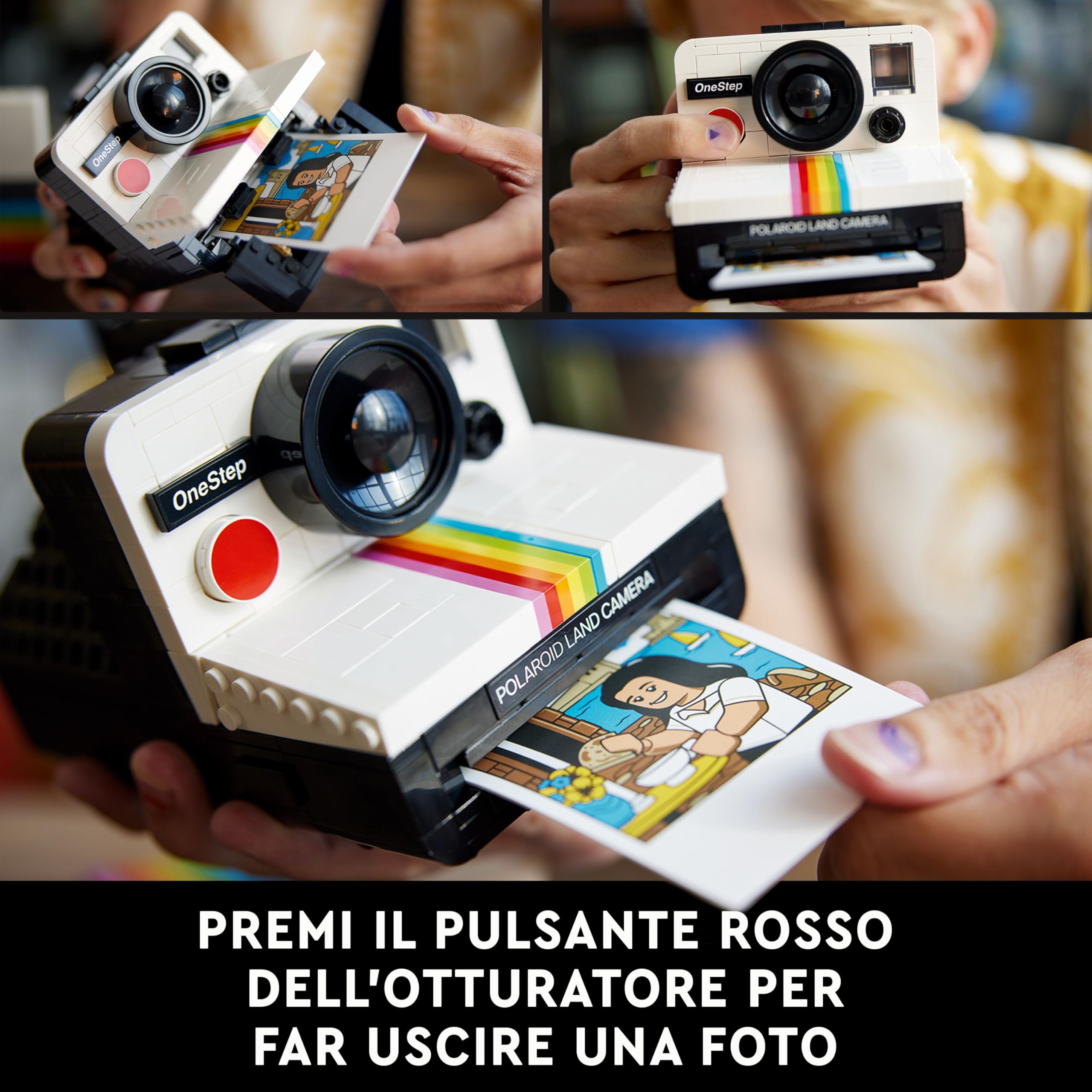 LEGO Ideas Fotocamera Polaroid OneStep SX-70 Kit Vintage di Costruzione per Adulti, Oggetto da Collezione con Dettagli Autentici, Attività Creativa, Regali di Fotografia per Uomini e Donne 21345