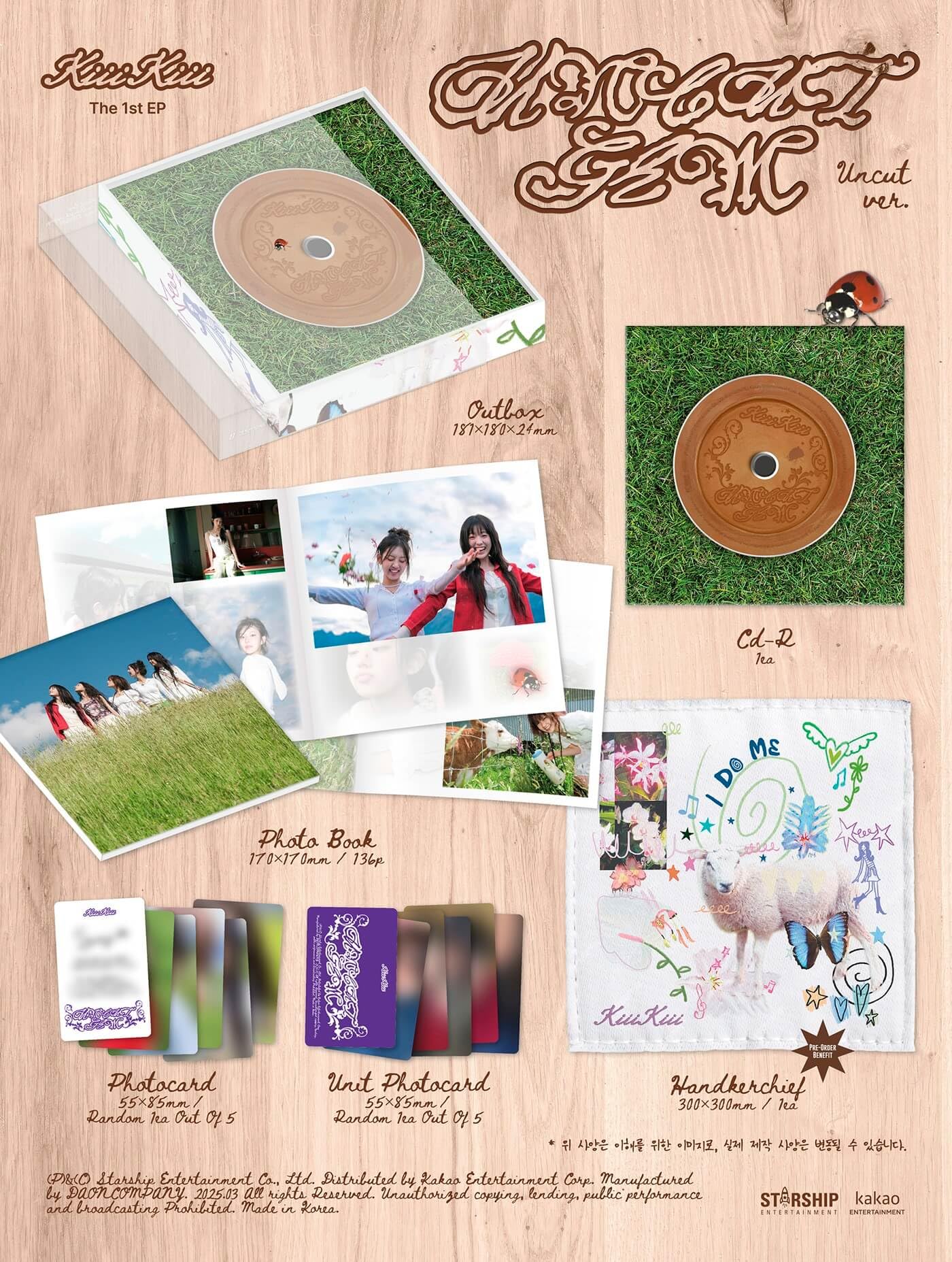 KiiiKiii Album UNCUT GEM UNCUT Version + Pre Order Benefits + BolsVos Exclusive K-POP Giveaways Package