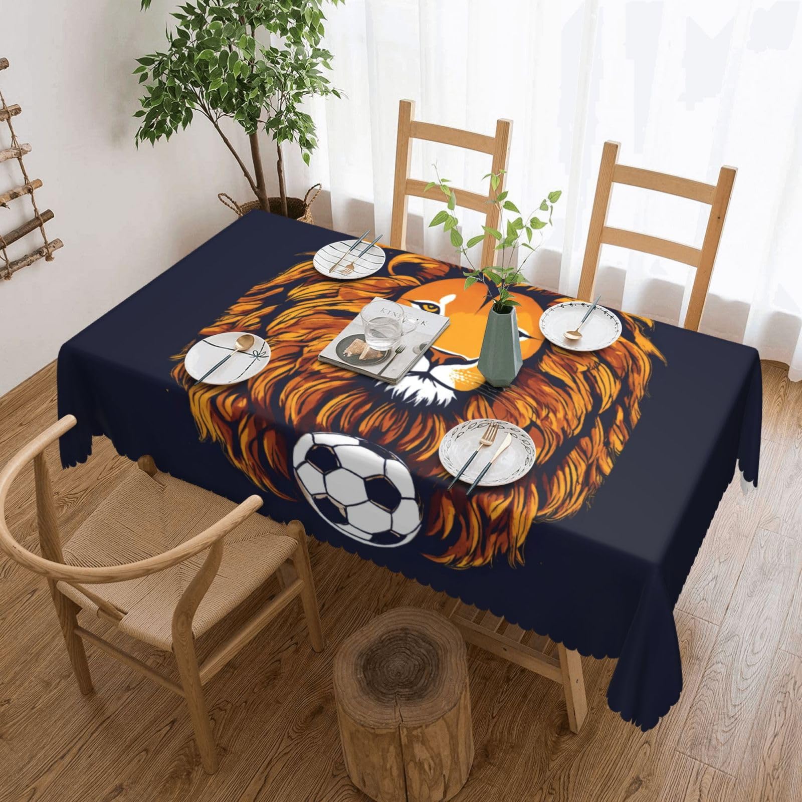 Nappe rectangulaire lion en tissu pour pique-nique en plein air et fête