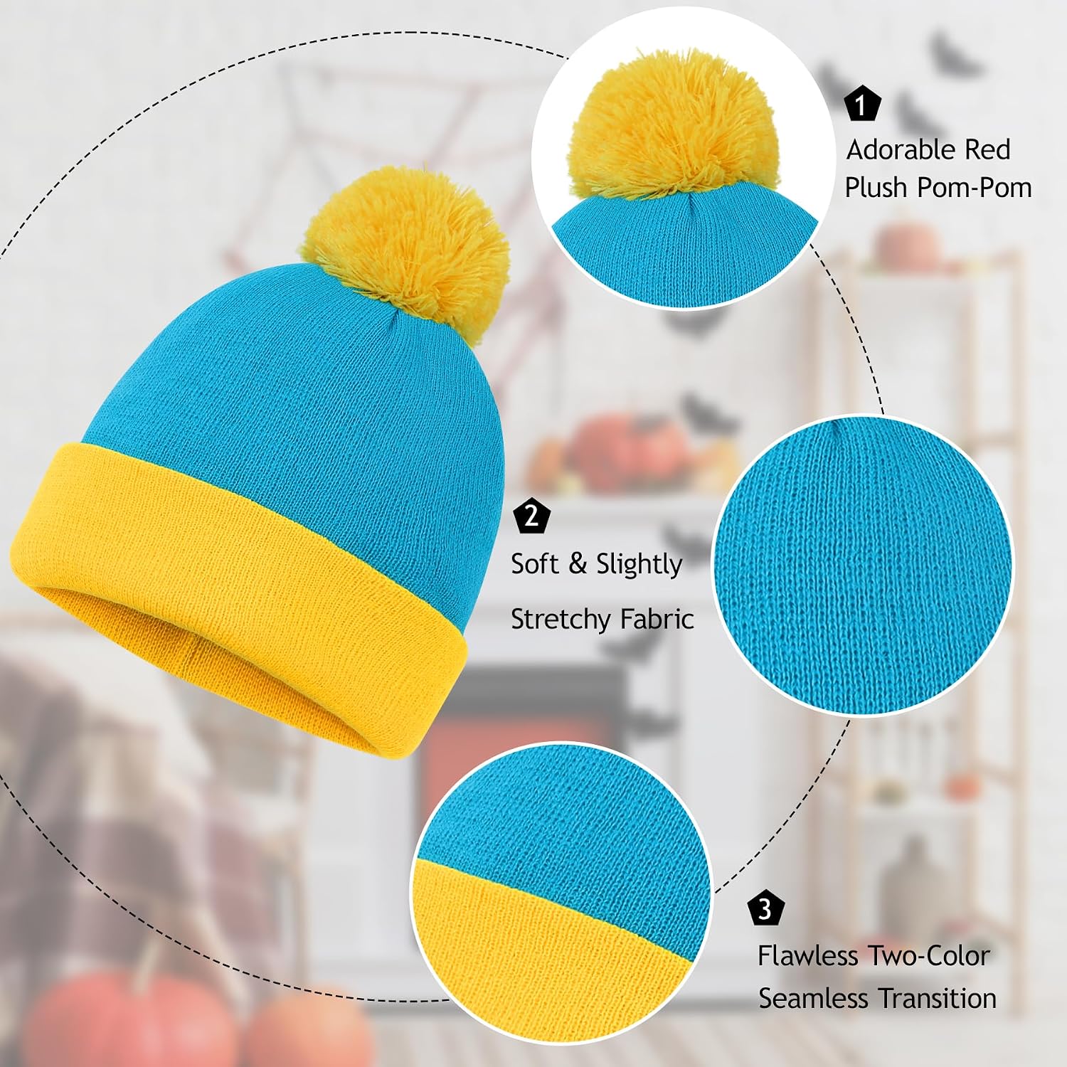 Halloween Cosplay Funny Beanie Hat and Gloves, Character Park Knit Hat Winter Christmas Costume Accessories