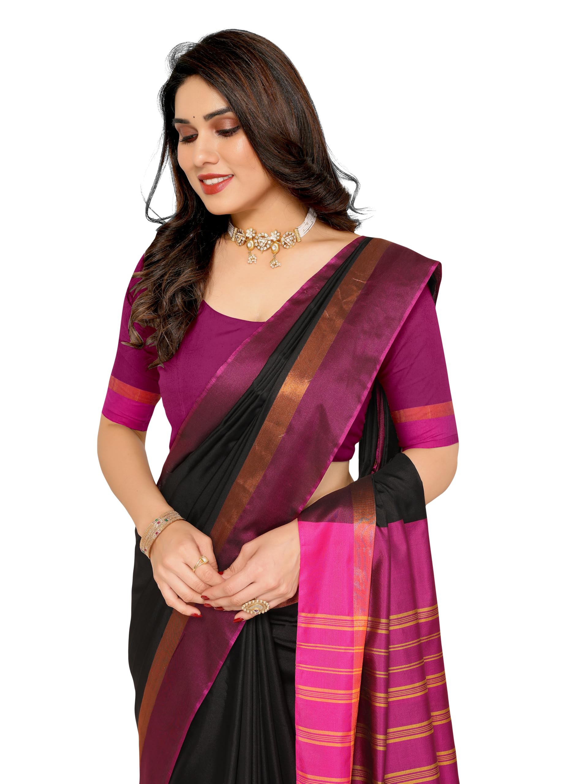 VJ FashionWomen Kerala Silk Blend Saree With Blouse Piece_freesize