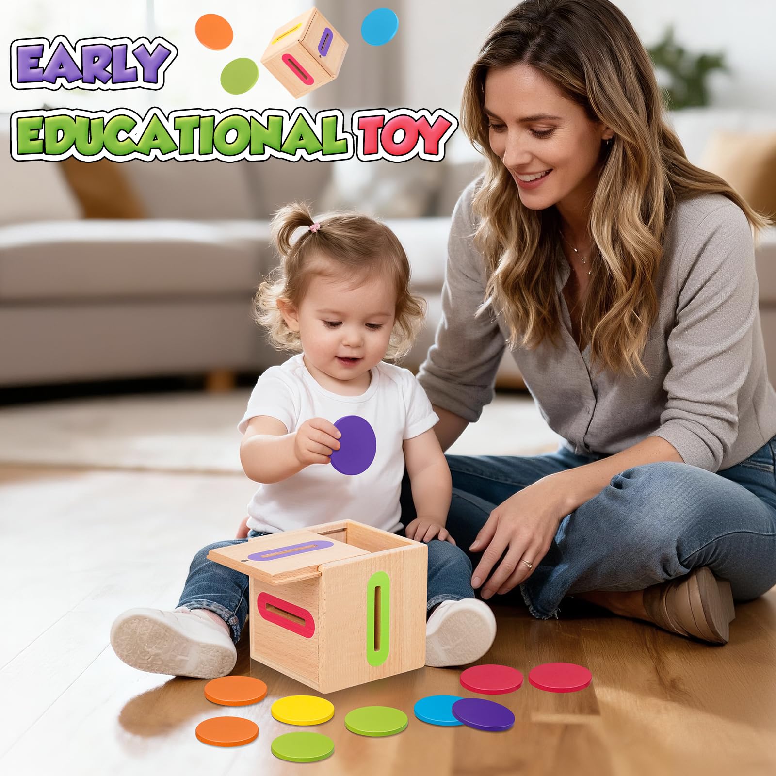 Lubolee Giochi Montessori 1 2 3 Anno, Giocattoli Bambino 1-3 Anno Giochi da Viaggio Bambini 2 1 3 Anni Regalo Bambino 1-3 Anno Educativi Giocattoli in Legno per attività e Sviluppo