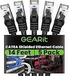 GEARit Cat6A Ethernet Cable (35 ft, Black) 10Gbps Snagless Shielded SSTP, SFTP Shielded Ethernet Cable, 26AWG 4 Pair Solid Bare Copper Cat6 Cable, Cat 6 Shielded Network Cable - 35 feet