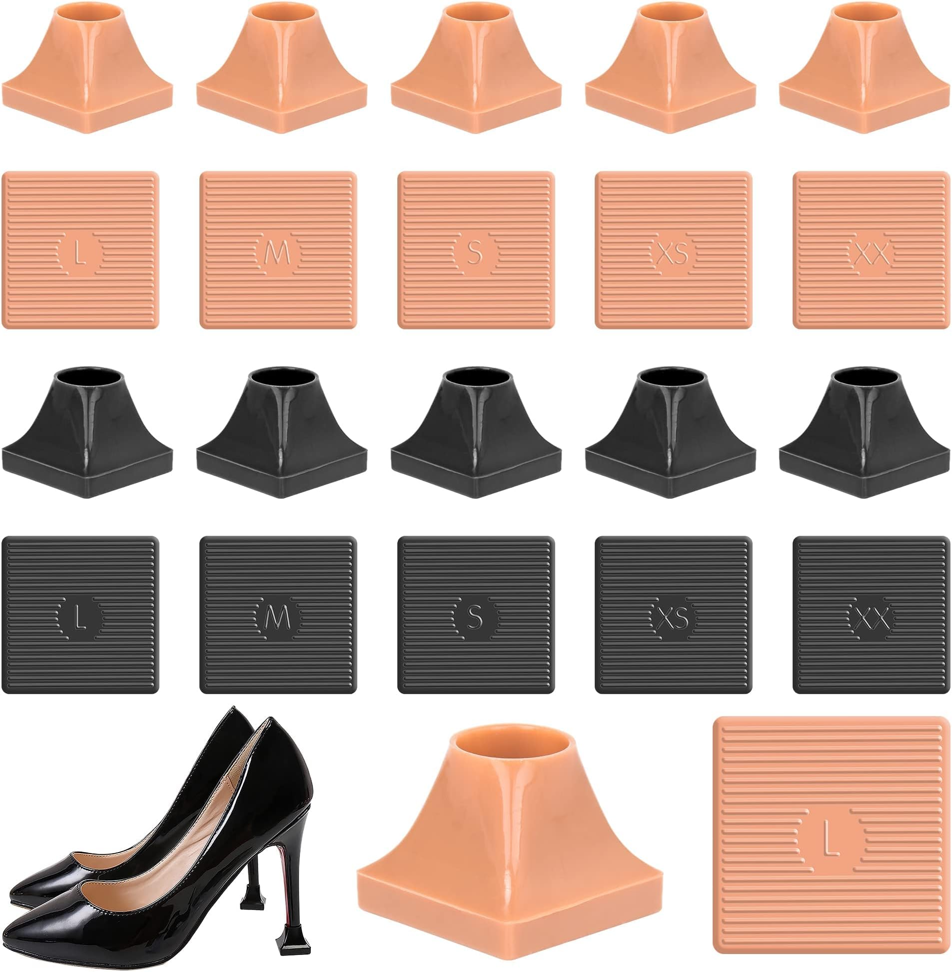 MAKINGTEC High Heel Protective Heel Caps, 10 Pairs Heel Tip Covers 5 Sizes ，Heel Stoppers Heel Repair Caps Covers for Walking on Grass and Uneven Road Heel Cover Cups for Wedding Outdoor Events