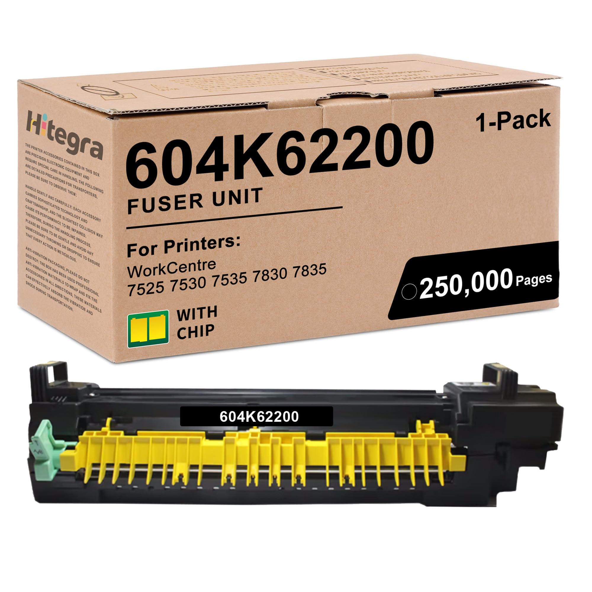 604K62200 Fuser Maintenance Kit 110V Replacement for Xerox 7525 7530 Fuser Unit Remanufactured for WorkCentre 7525 7530 7535 7830 7835 Printers, 1-Pack 7525 Fuser Unit Kit 250,000 Pages