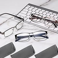 Vista 7 de CRGATV 3-Pack Reading Glasses for Men Blue Light Blocking Metal Full Frame Computer Readers Anti UV/Eye Strain/Glare