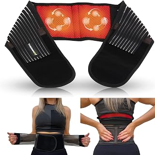 ThermoDR Back Support Belt - Self Heating Back Support with Infrared Technology, Tourmaline Gemstones & Magnets with Extra Lower Back Support Extension Belt - Lower Back Support for Men & Women