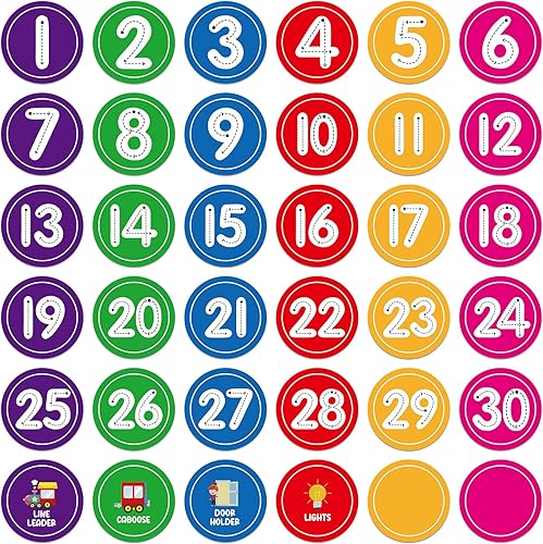 WhatSign 36 calcomanías de marcadores de números para aula, puntos de línea para el aula, calcomanías de números de piso, puntos para aula, regreso