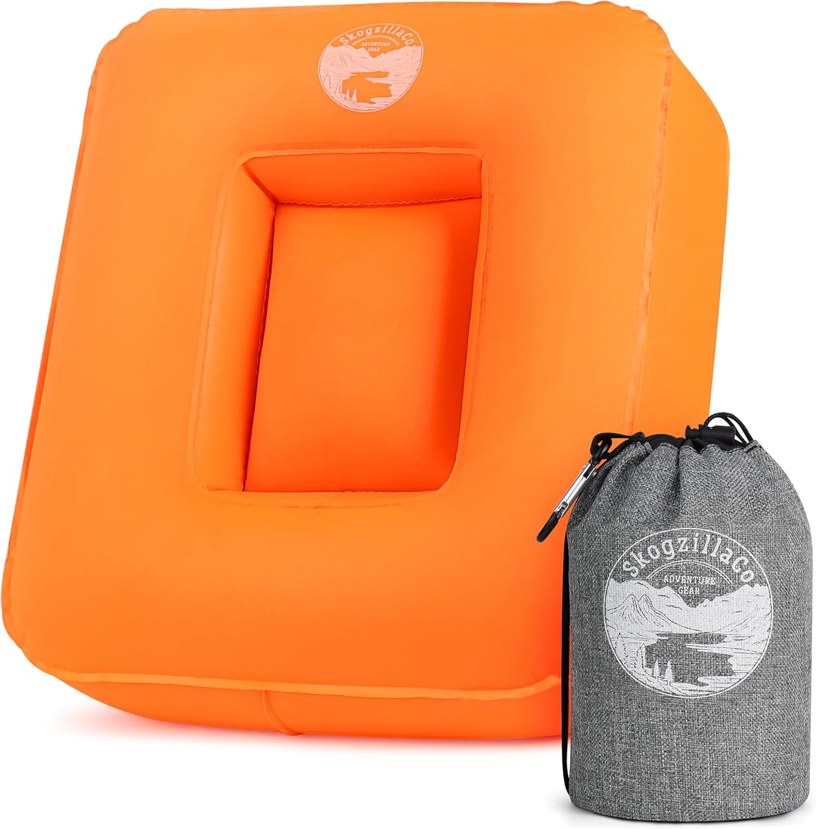 SkogzillaCo- Camping Inflatable Pillow Dual Chamber Ultralight Backpacking Pillow for Camping, Hiking & Travel, Blow Up Pillow with Adjustable Neck, Compact Portable- Orange