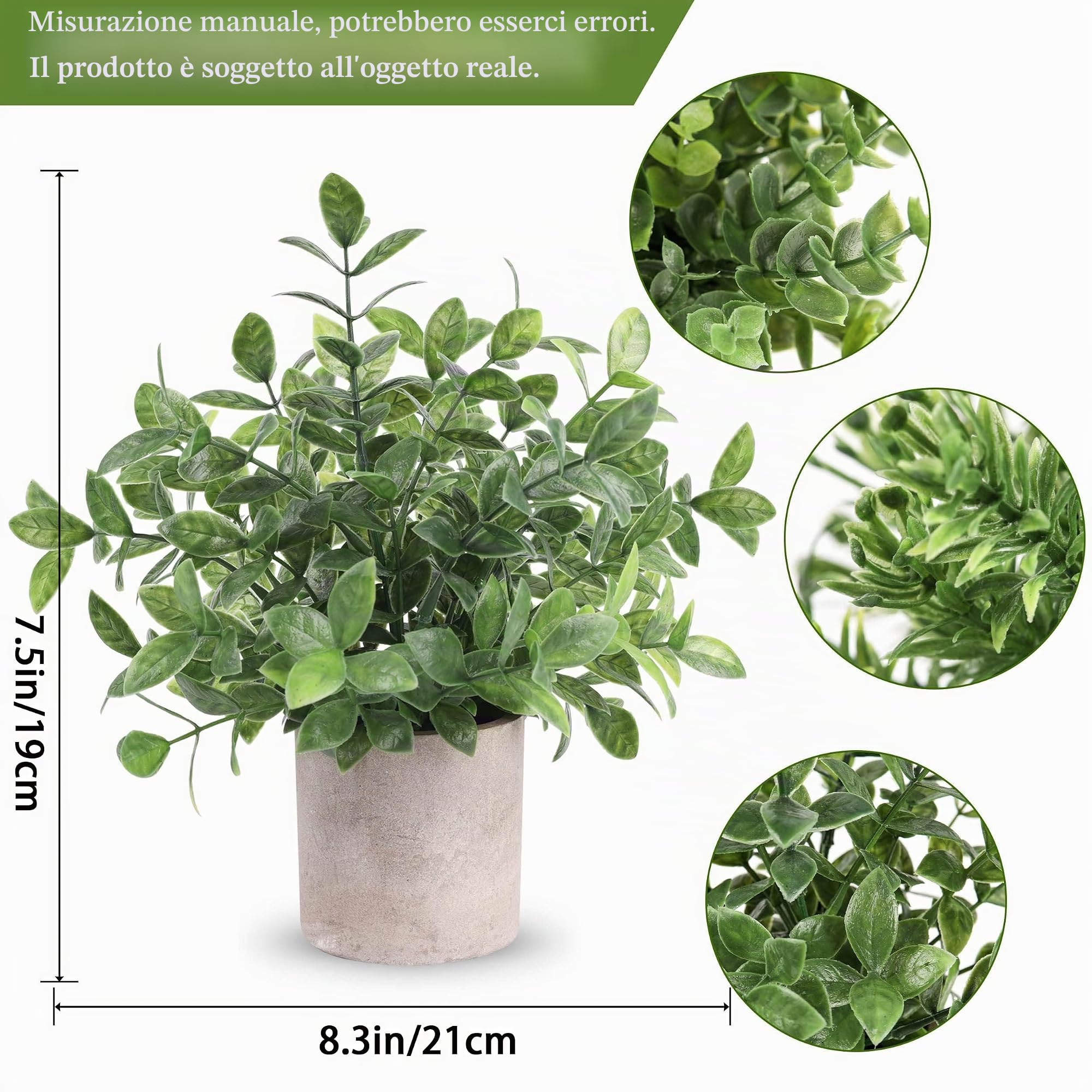 Der Rose 3 pezzi piante artificiali come vere piante di eucalipto piante finte per decorazione soggiorno camera da letto camera decorazione da parete decorazione bagno (verde)