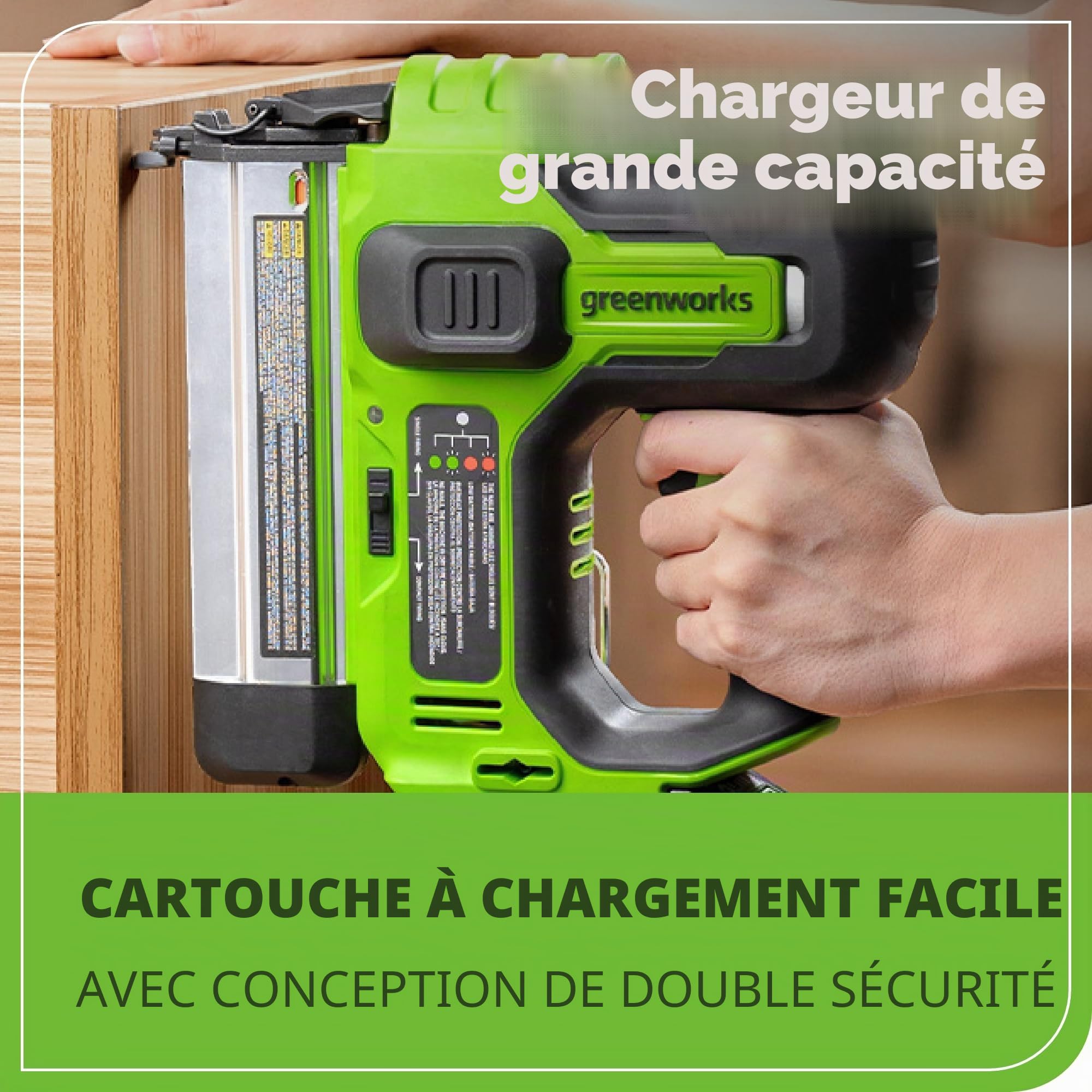 Greenworks Cloueuse Brad sans balais 24 V 18 GA - Agrafeuse sans fil, outil uniquement