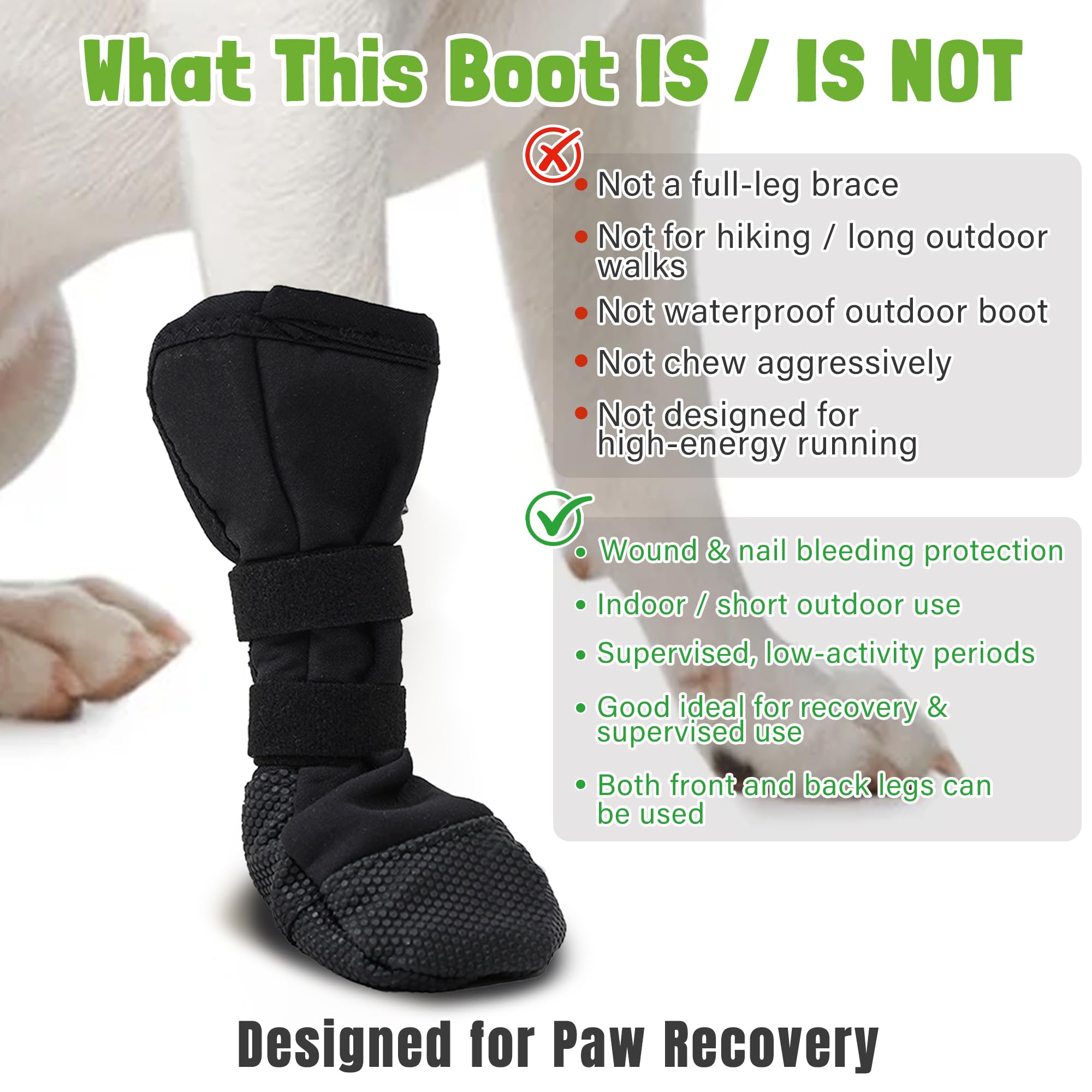 Dog Paw Wound Recovery Boot, Lick-Proof Protection, Non-Slip Pet Shoe with Self-Adhesive Strap, Soft Protector for Medium to Large Dogs, 2PCS (L) - image 6