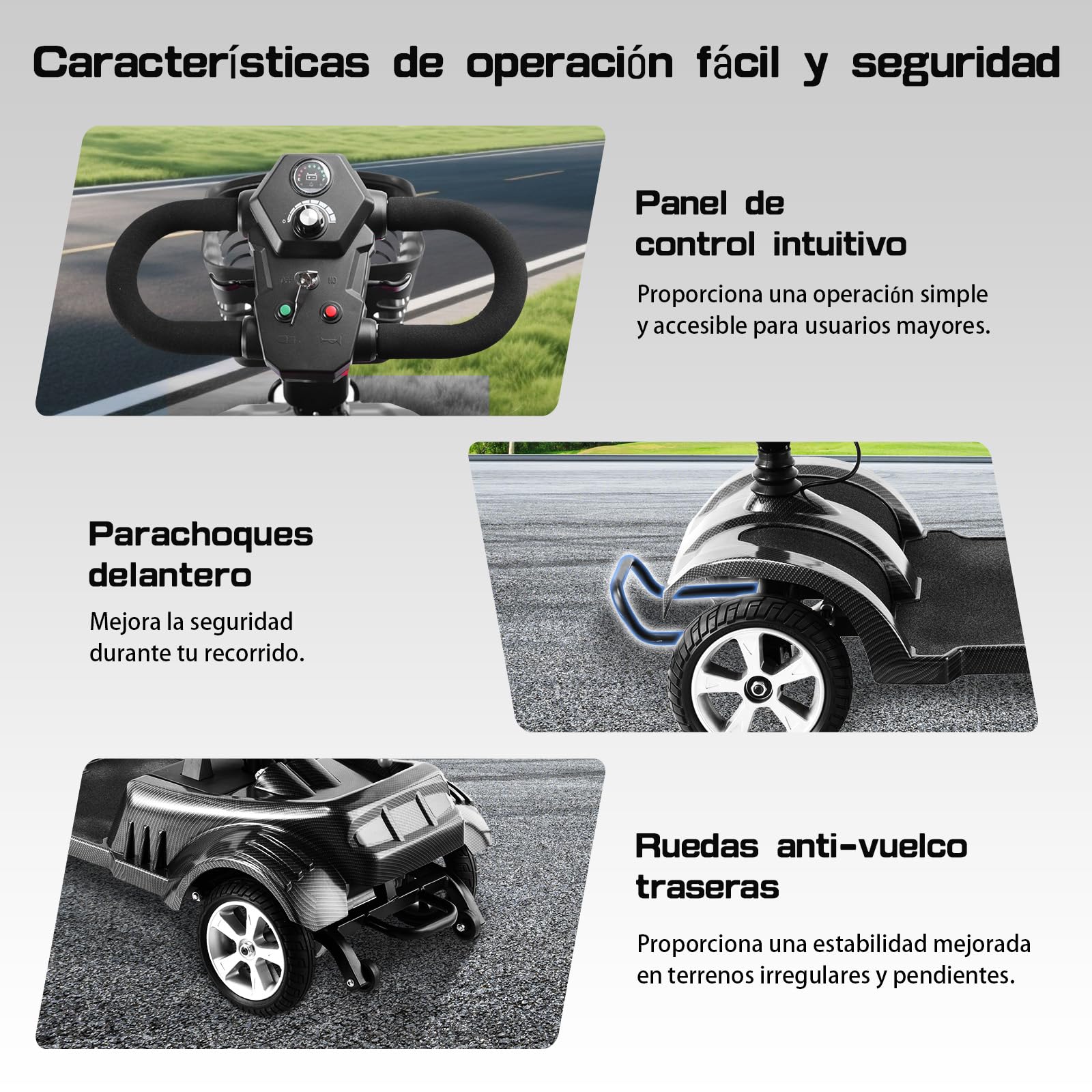 Z02 Scooters para discapacitados plegable para mayores, autonomía de 20 km, motor de 350 W, diseño estable antivuelco, asiento giratorio de 360°, luces LED, fácil de usar, 5 años soporte - Negro