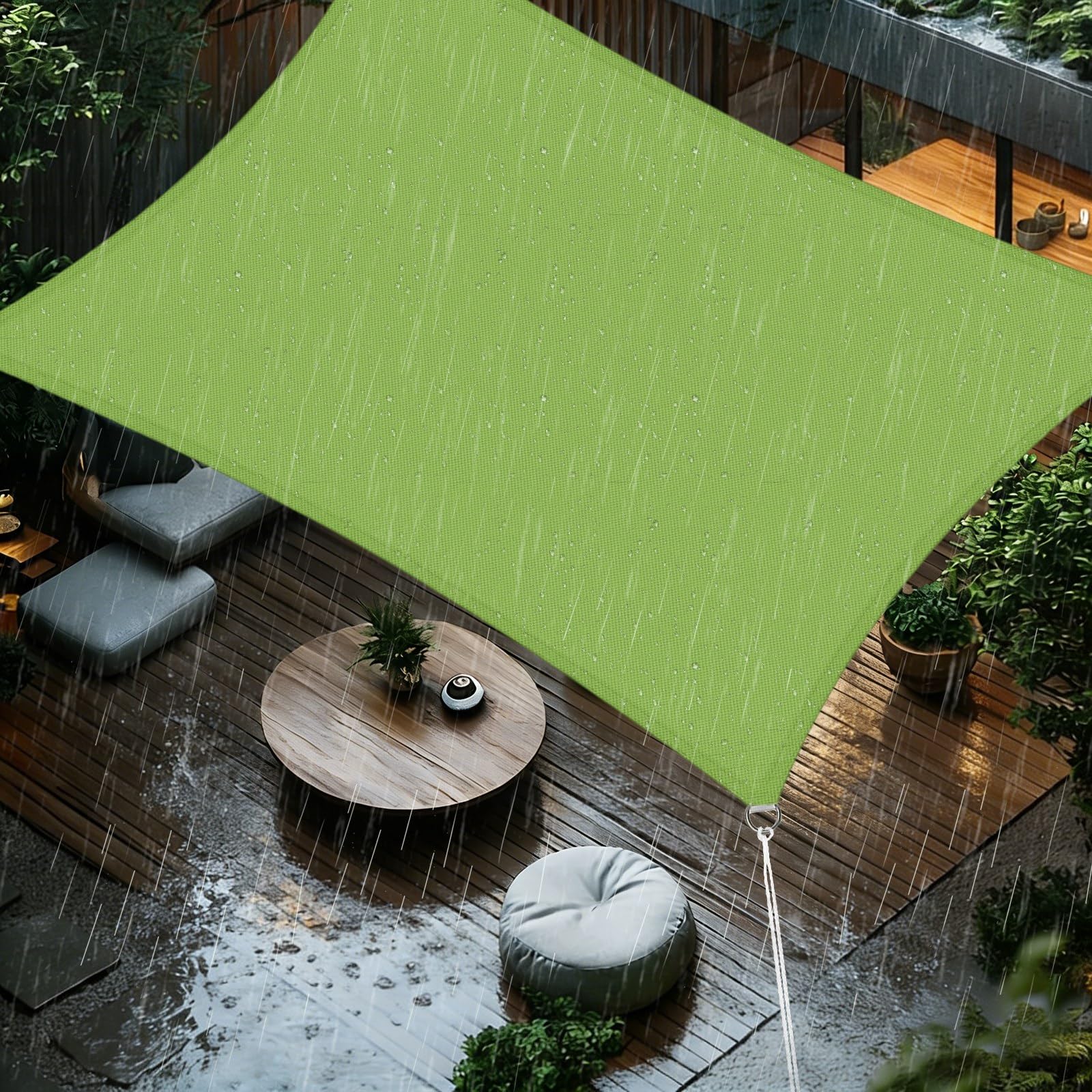 Sonnensegel 3x3m Rechteckig Wasserdicht Segeltuch Sonnenschutz Windschutz PES Polyester 98% UV-Schutz für Balkon Terrasse Garten