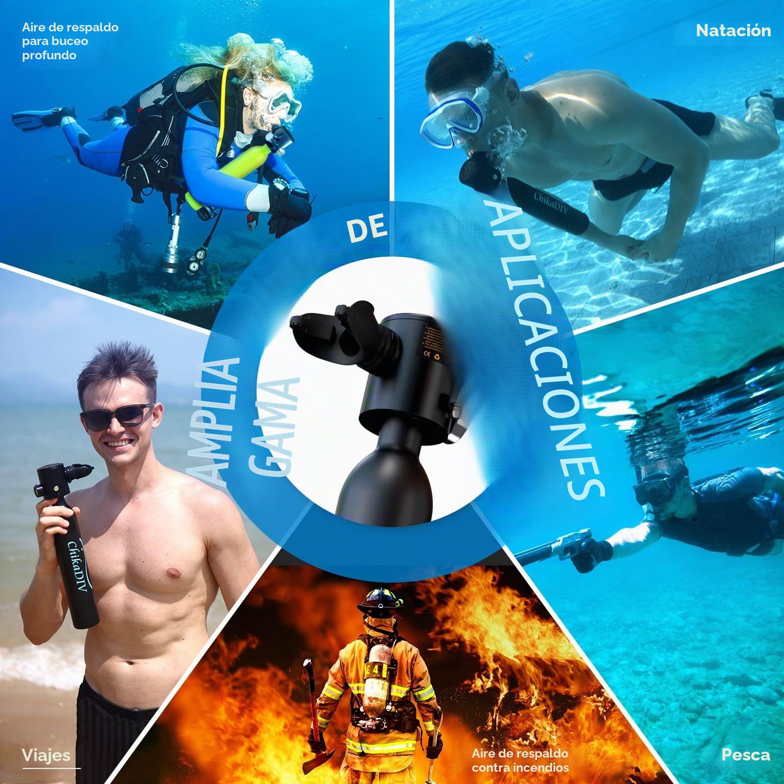 0.5L Botella Aire Buceo Mini Botella Buceo para Buceador Respirador Subacuático para Viajes Buceo Equipo de Buceo para Nadar Rescate