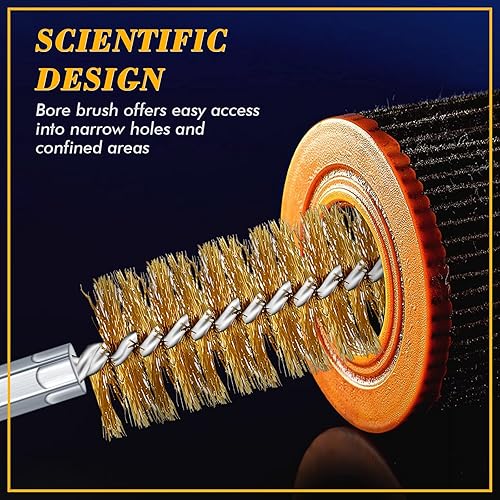 Miniatura 4 de Juego de cepillos de limpieza de orificio de bronce, juego de cepillos de limpieza de alambre de acero inoxidable para taladro eléctrico (acero