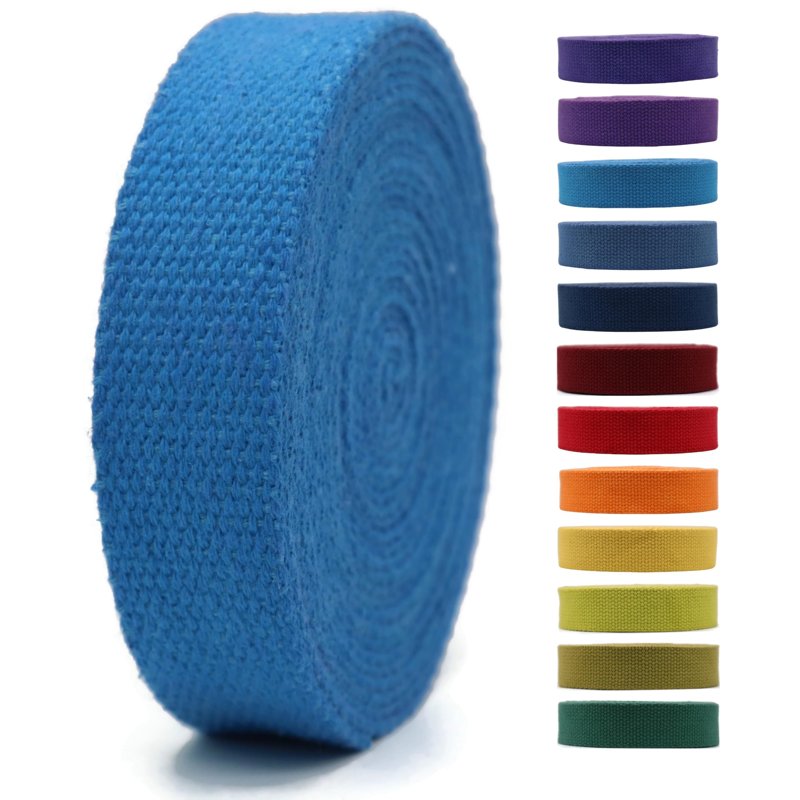 1" & 1.5'' & 2" Cotton Webbing - 5 Yards - 50+ Colors -%100 Natural Cotton - Turkish Woven - Heavy 1 Inch 1.5 Inch 2 Inch Blue Canvas Webbing for