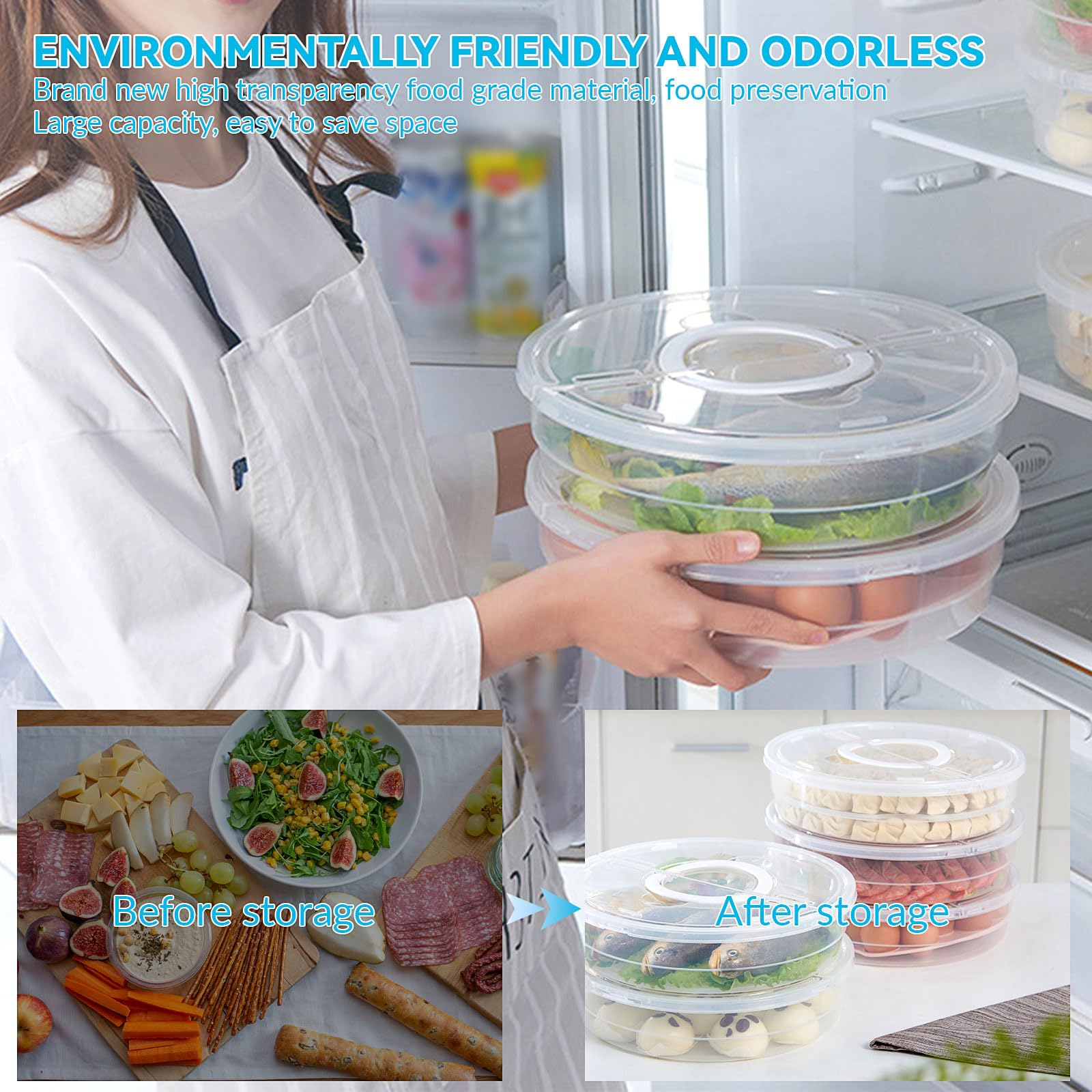 BSTKEY Confezione da 9 scatole trasparenti piccole per lievitazione di impasti per pizza con coperchio, rotonde, impilabili, contenitori riutilizzabili per alimenti, snack e frutta