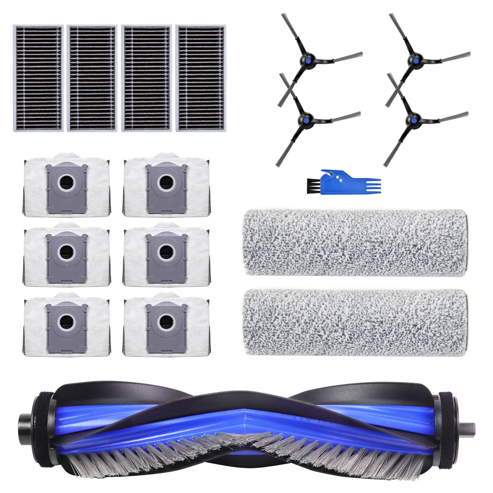 VIEWALL Zubehör für ECOVACS DEEBOT X8 PRO Omni /X8 Omni Staubsauger,1 Hauptbürste, 2 Rolle Wischtücher,4 Seitenbürsten,4 HEPA-Filter,6 Staubbeutel,1 Reinigungswerkzeug