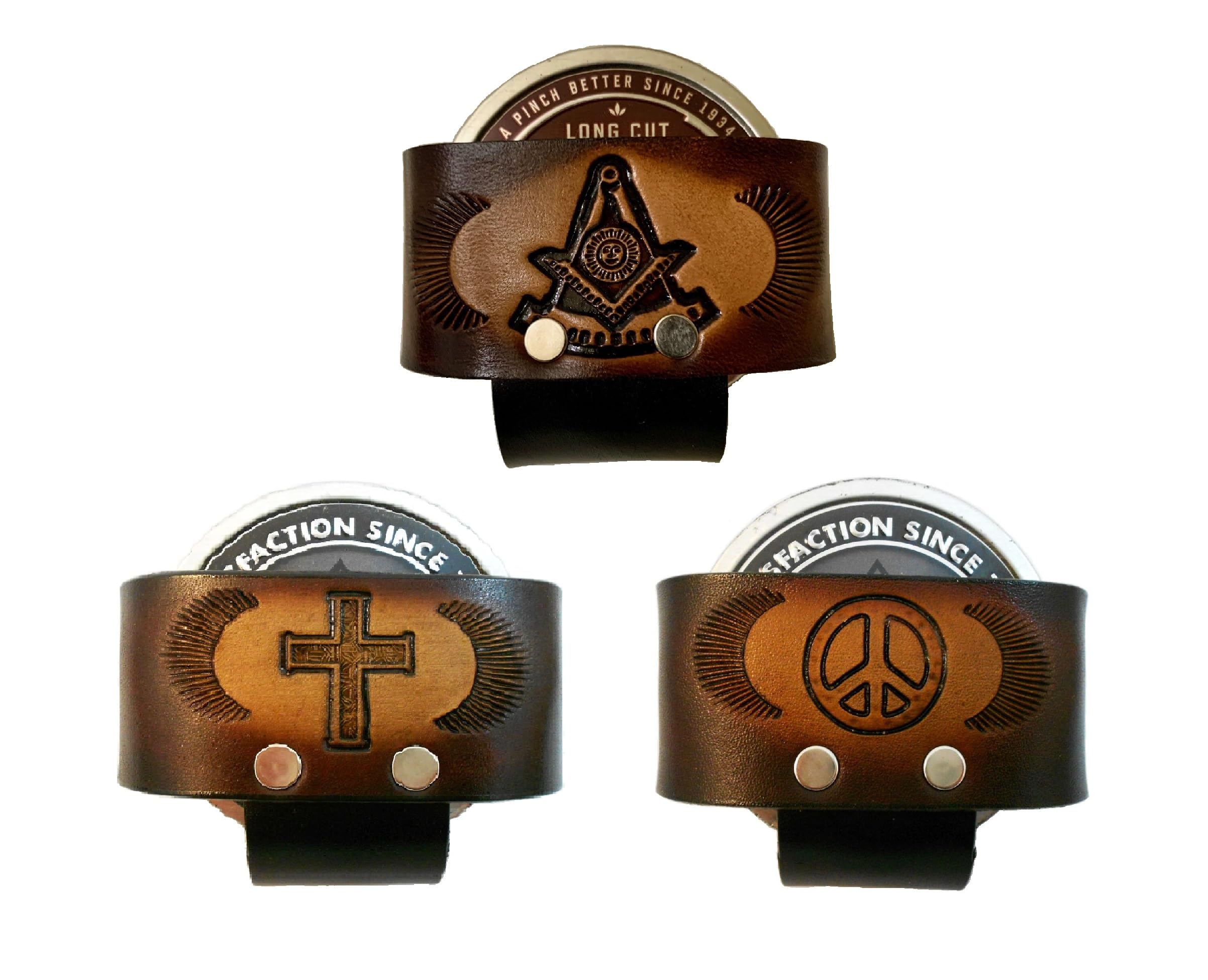 leather tobacco can holder Amazon.com: Made in USA Leather Snuff Can Holder, Many Tooled Designs,  Handcrafted, Holster, Case, Chew Dip Tobacco : Health & Household