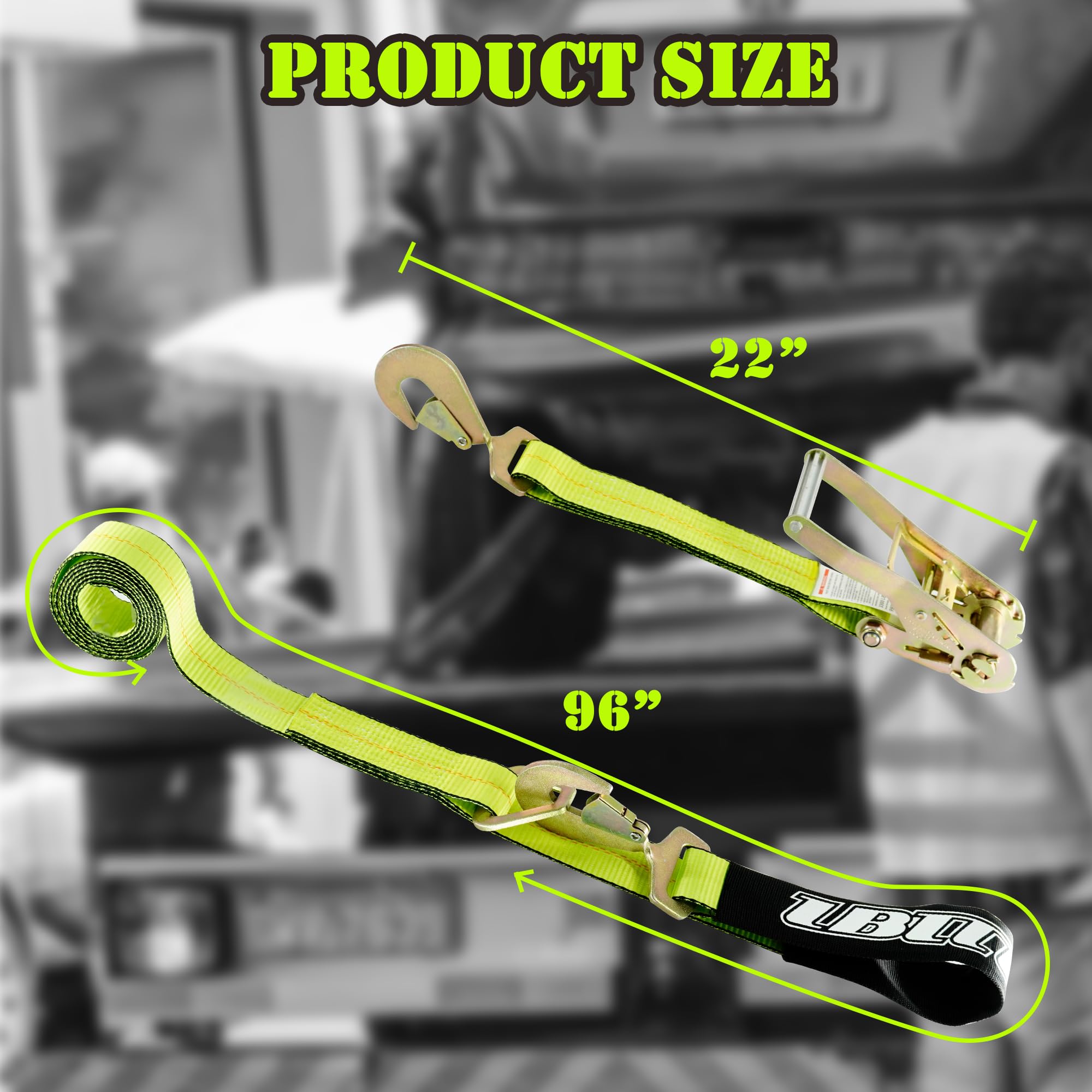 4-pak do mocowania samochodowego z karabińczykami – 5 cm x 290 cm – bezpieczne obciążenie robocze 1,5 kg – samochód ciężarowy, wyścig, ciężarówka, ATV, UTV SUV, poliester, odporny na