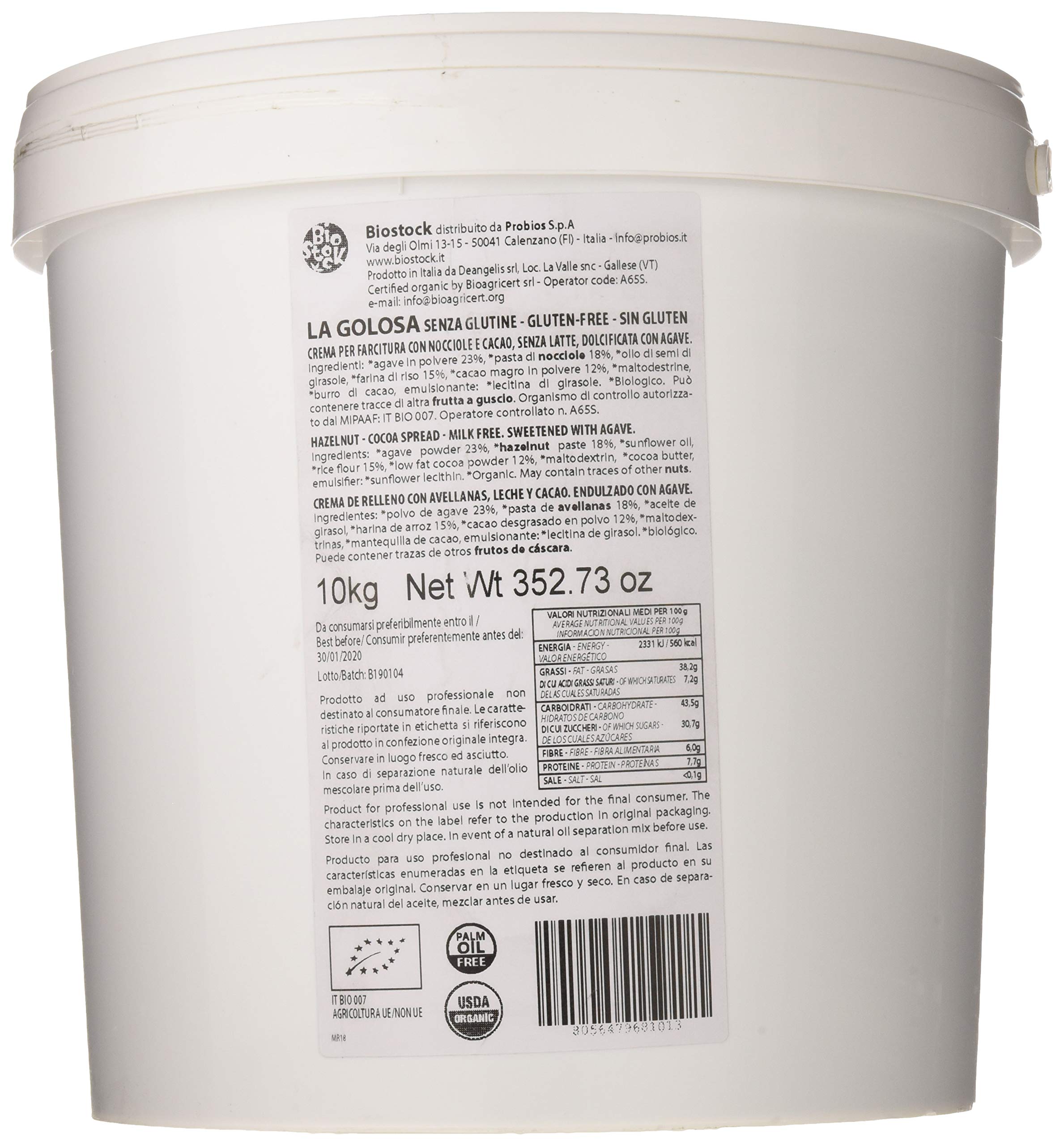 Probios Golosa Crema con Avellanas con Agave sin Leche y sin Gluten - 10000 gr