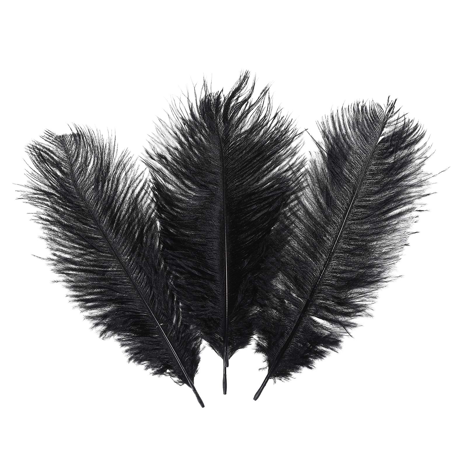 Natural Ostrich Feathers Decorations DIY - 10pcs Large Plumas Crafts Decor for Wedding Centerpieces Party and Home Ornaments Erikord(10-12inch, Black)
