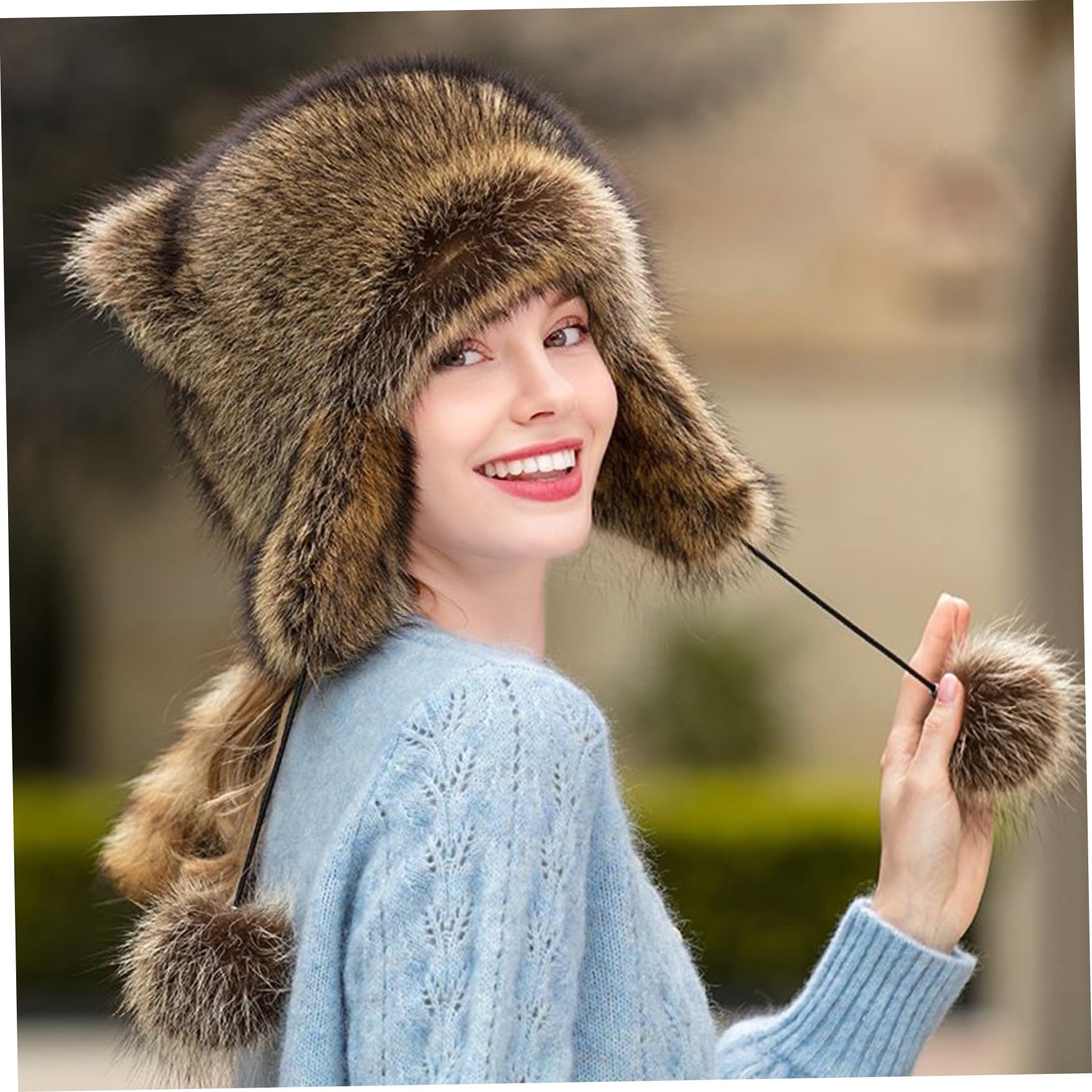 Chapeau de Raton Laveur pour Enfants, Doux Chapeau à Fourrure Chaud et Doux et Doux, Chapeau coonsin Mignon avec Queue, Chapeau de scène réglable pour Le Froid,