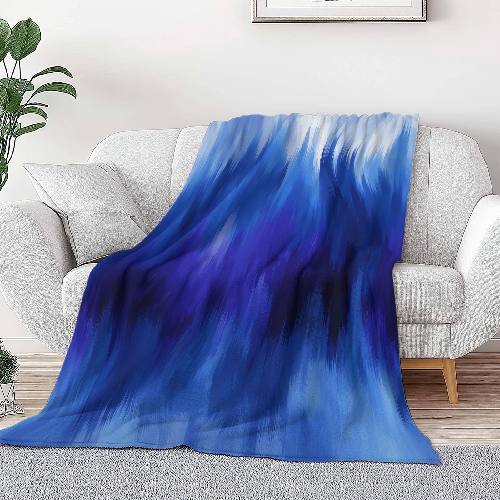 Generico Koc czterosezonowy Tie Dye Paski Na Sofę Krzesło, Miękkie Kocyki Flanelowe Sztuka Abstrakcyjna - Ciepła Kołdra Sherpa, Pluszowa Miękka Narzuta Na Łóżko, 180 x 200 cm