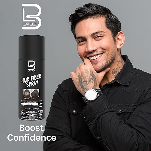 Miniatura 2 de Spray de fibra de cabello negro de nivel 3  Cubre el punto calvo o el cabello adelgazante  Acabado de aspecto natural  Cobertura instantánea de