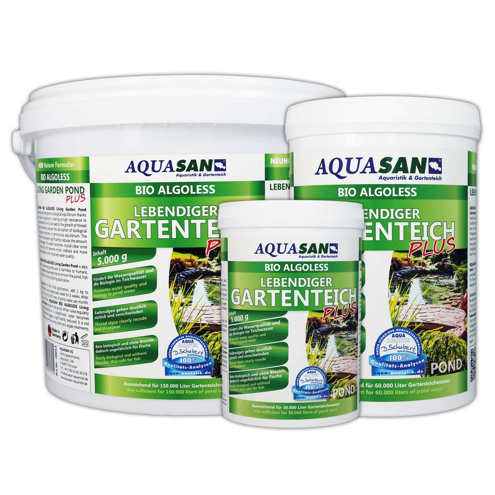 AQUASAN Bio Lebendiger Gartenteich Plus (Fördert die Wasserqualität, entfernt Fadenalgen, Schadstoffe, Schwimmteiche, Algenmittel), Inhalt:10 kg